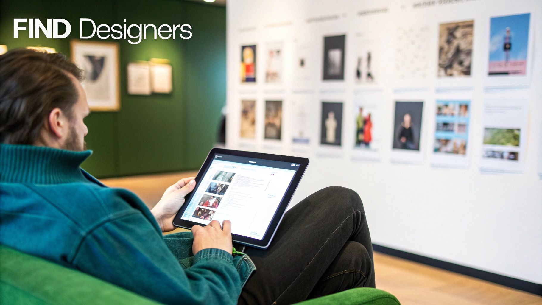 A team of website designers collaborating in a modern office space.