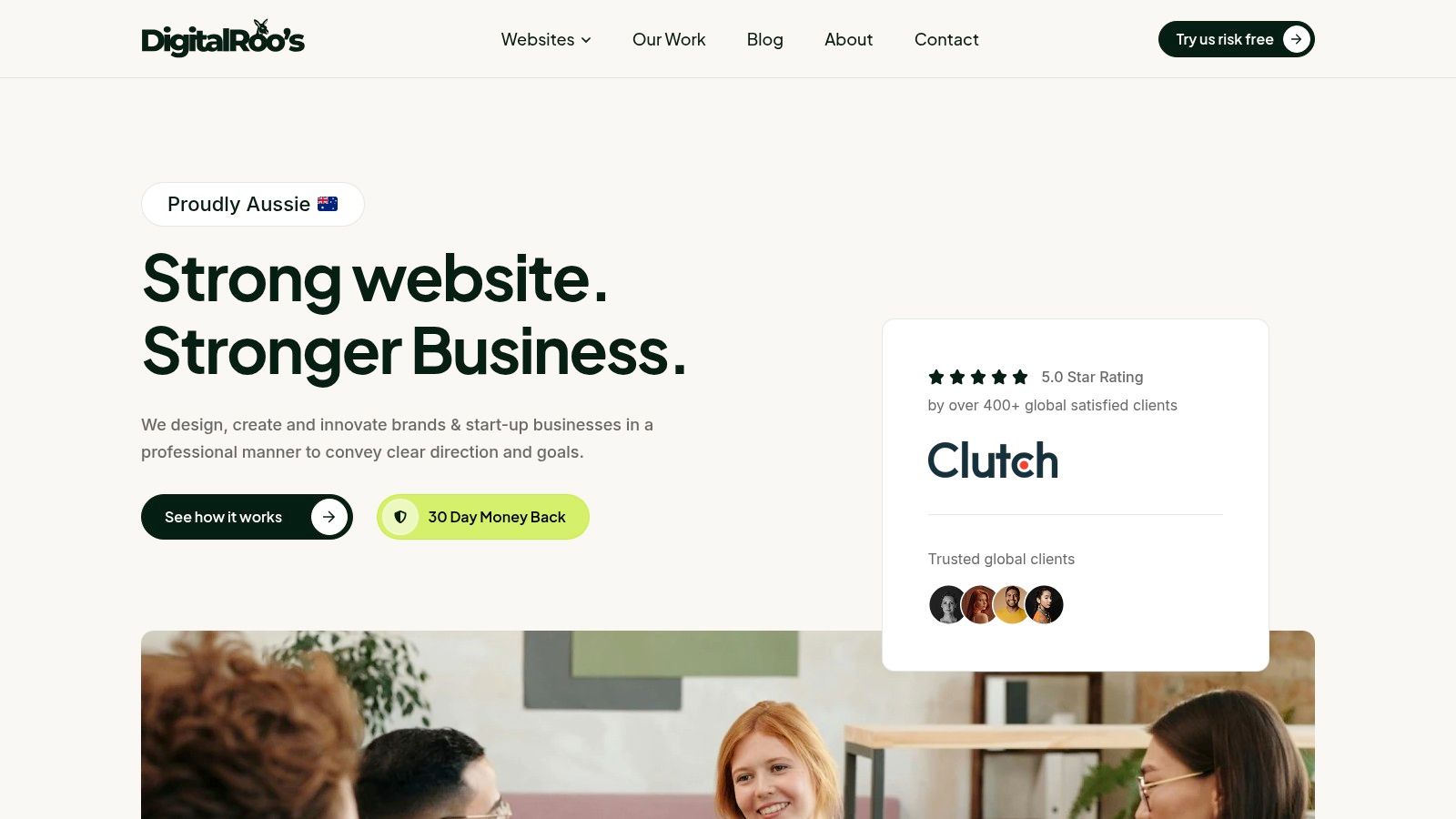 Digital Roo's website homepage showcasing their digital marketing services