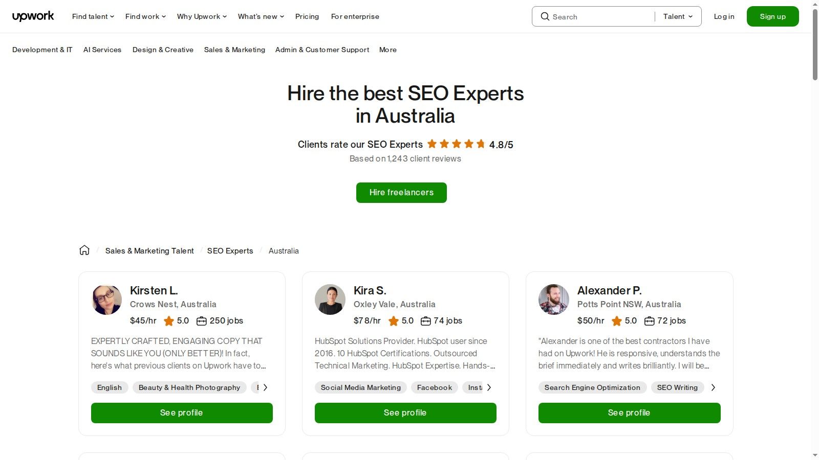 Upwork (SEO Experts in Australia)