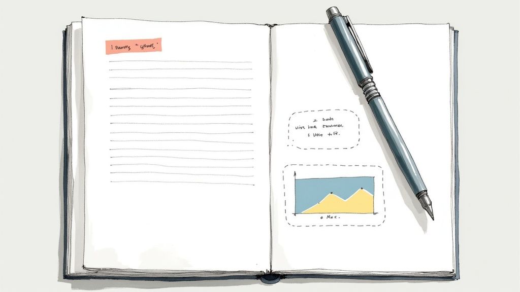 A close-up of a person's hands typing a press release on a modern laptop, with a cup of coffee nearby.