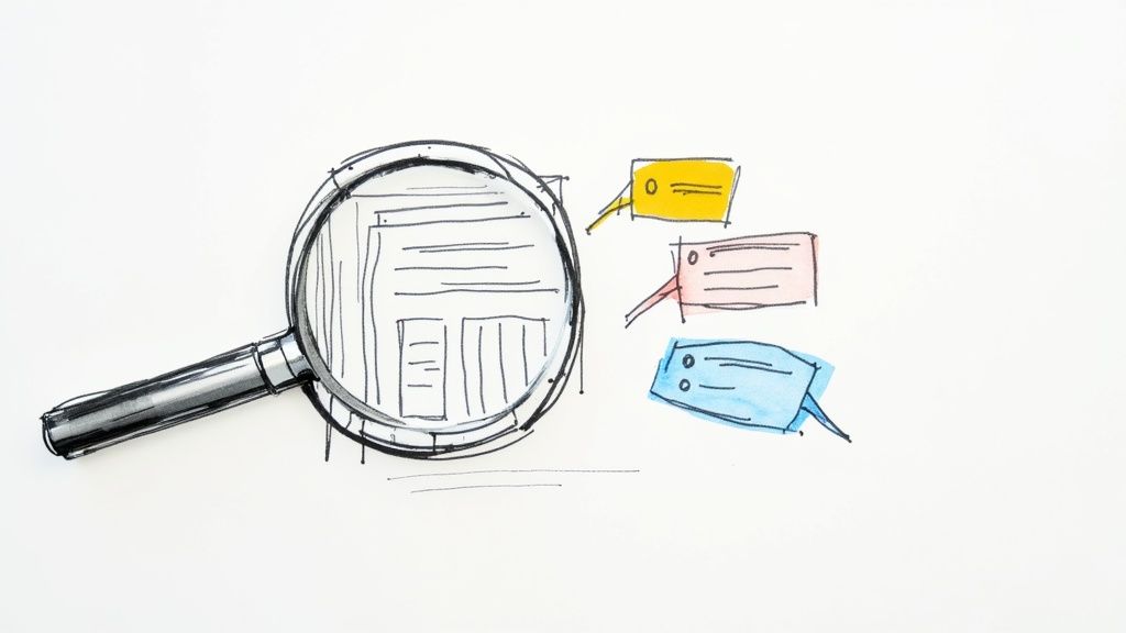 A colorful illustration showing a person analyzing data charts and graphs, representing PR measurement tools.