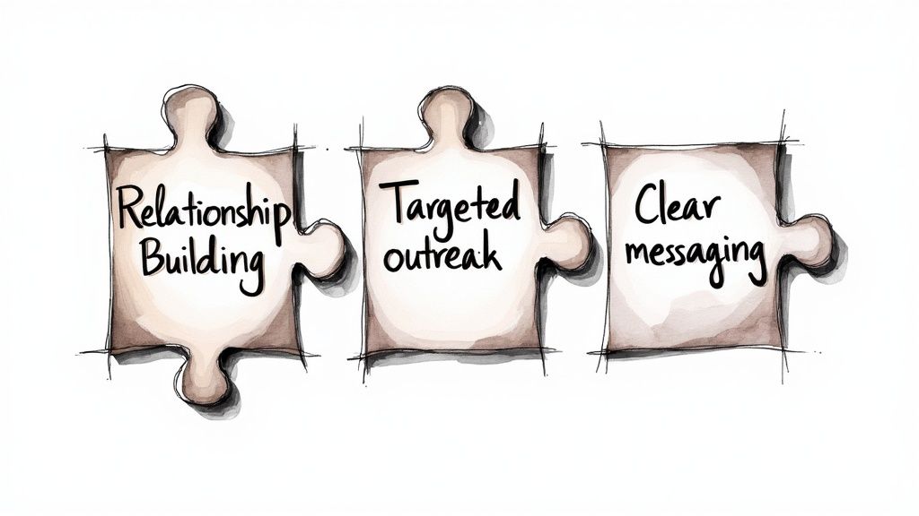 Infographic showing media relations as a growth engine