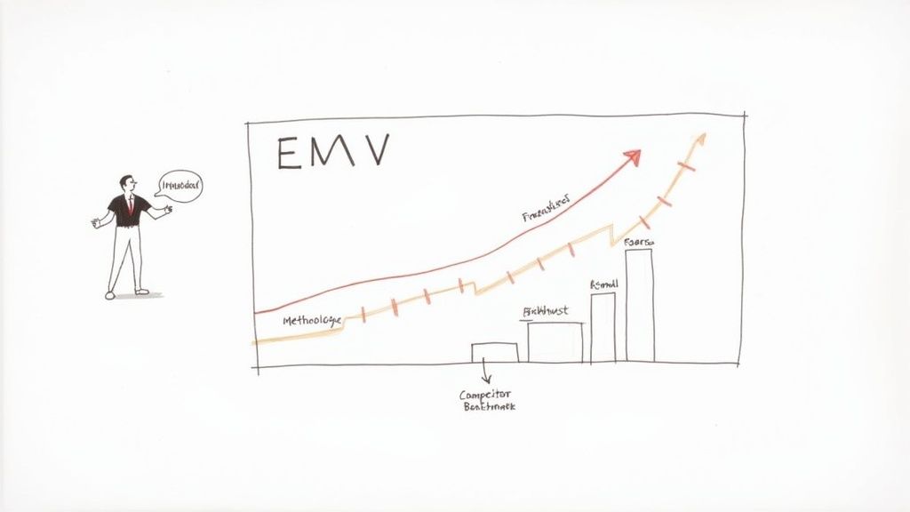 A person presenting a dashboard with charts and graphs to a group of colleagues in a modern office setting.