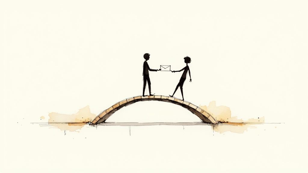 A group of professionals collaborating on a media relations strategy around a table.