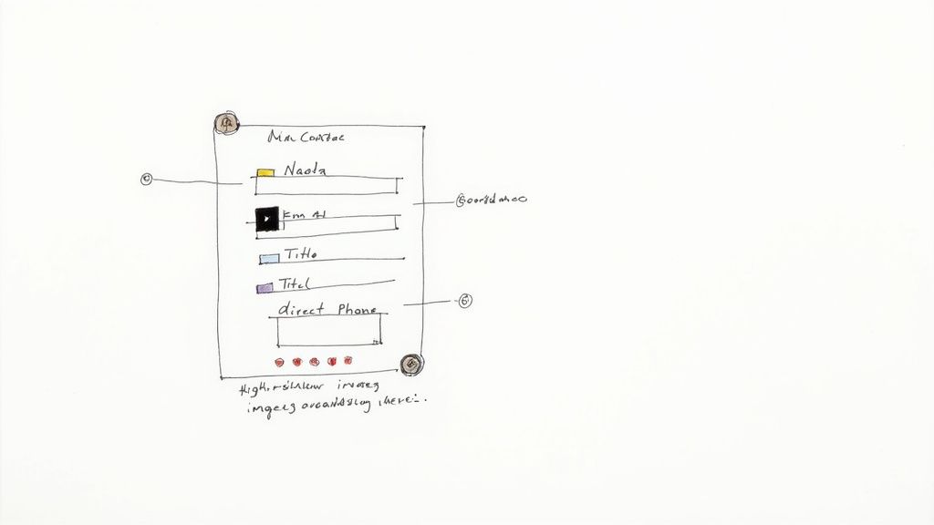 A close-up shot of a hand holding a smartphone, displaying contact information and media icons.