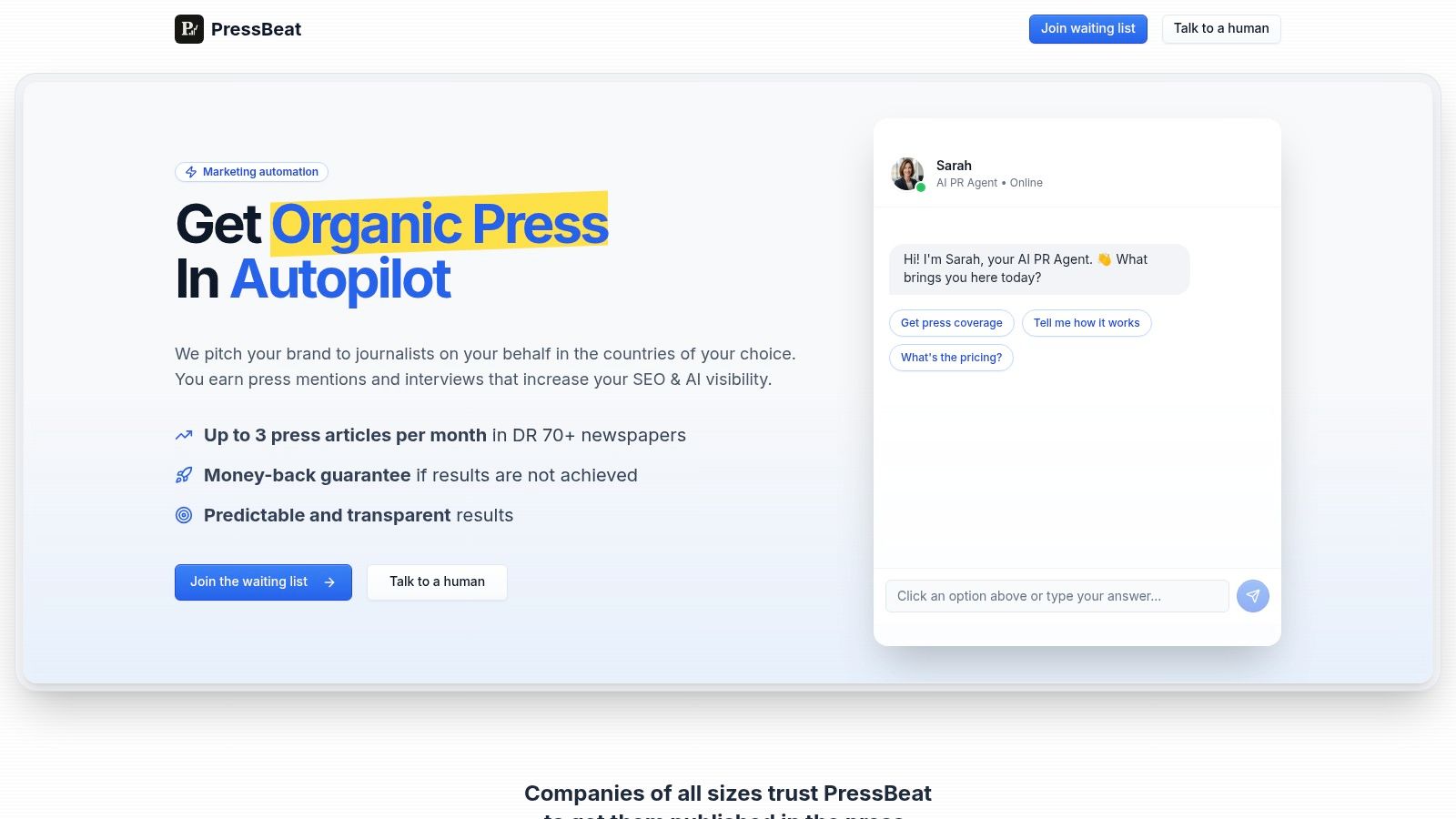 PressBeat software for pr dashboard showing campaign performance
