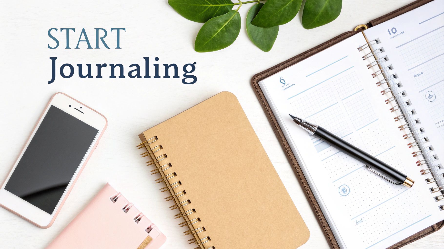 A person beginning to write in a new journal, creating a sense of a fresh start.