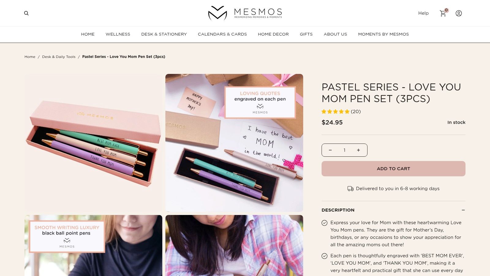 Pastel Series – Love You Mom Pen Set (3pcs)