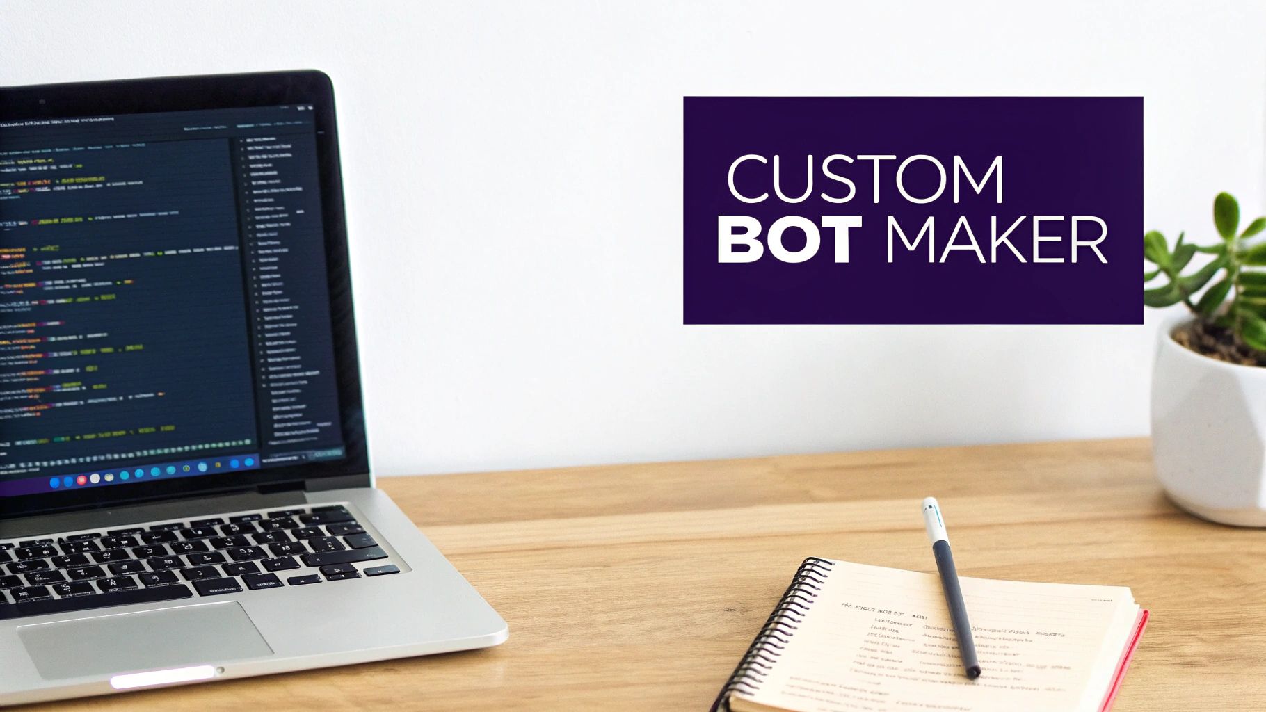 A person working on a laptop with code and graphs in the background, representing the creation of a Twitter bot.