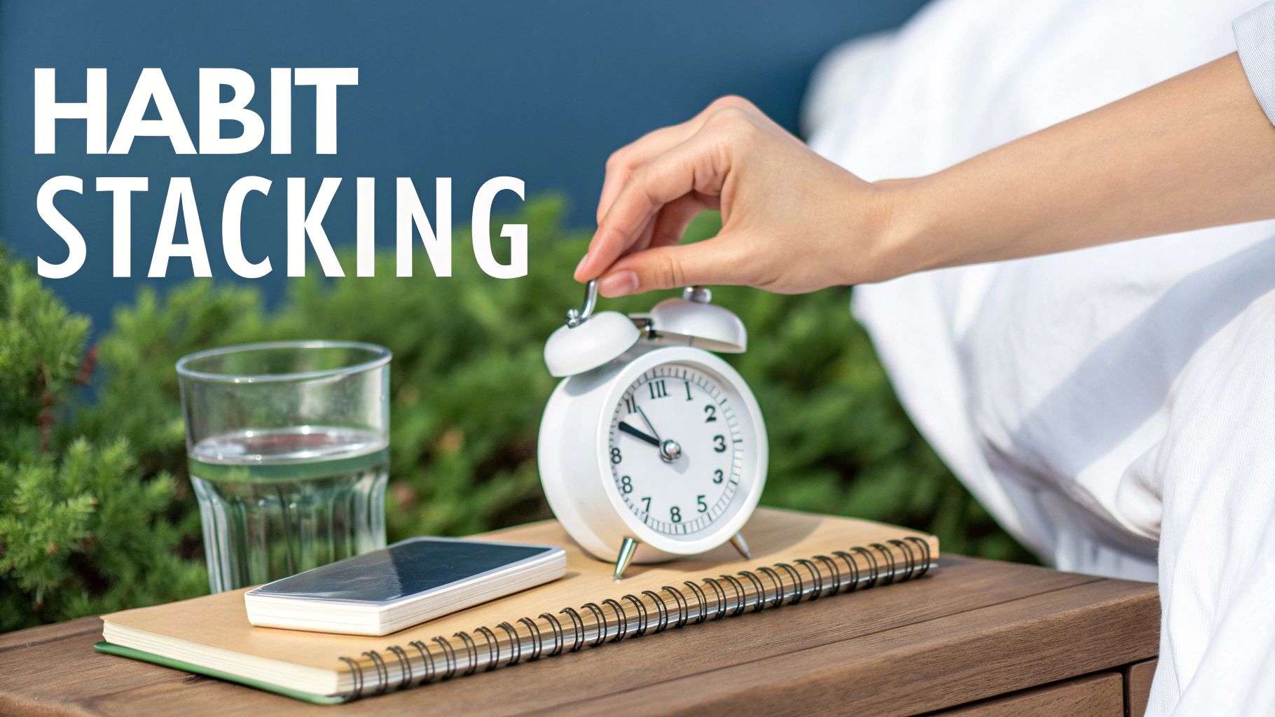 Person stretching in the morning with the sun shining through a window