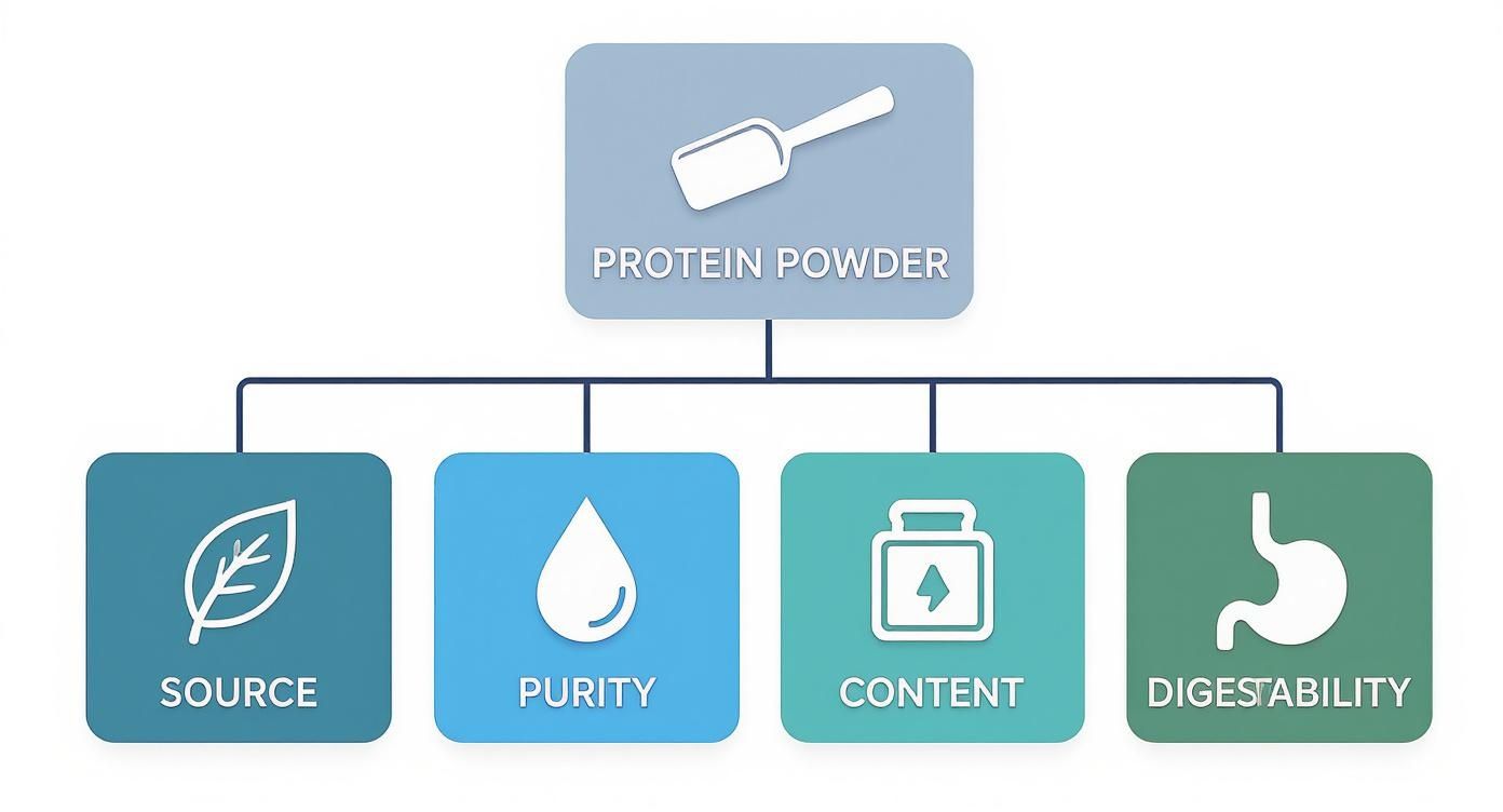 Infographic about what to look for in protein powder