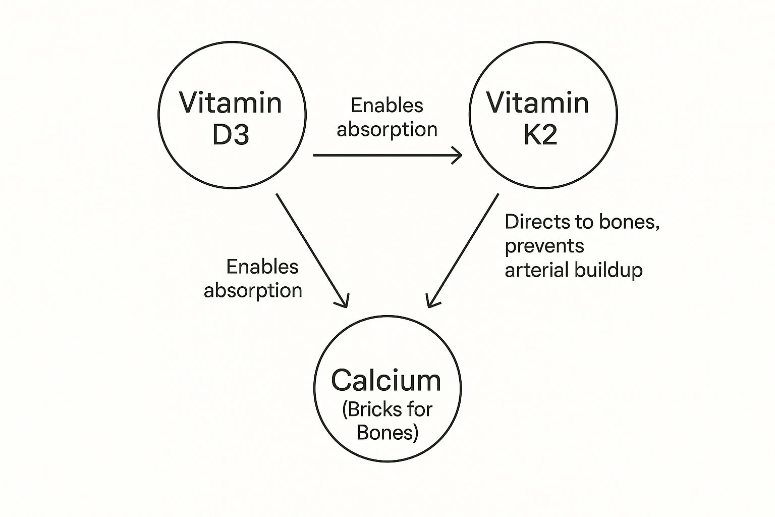 Infographic about calcium vitamin d3 and k2