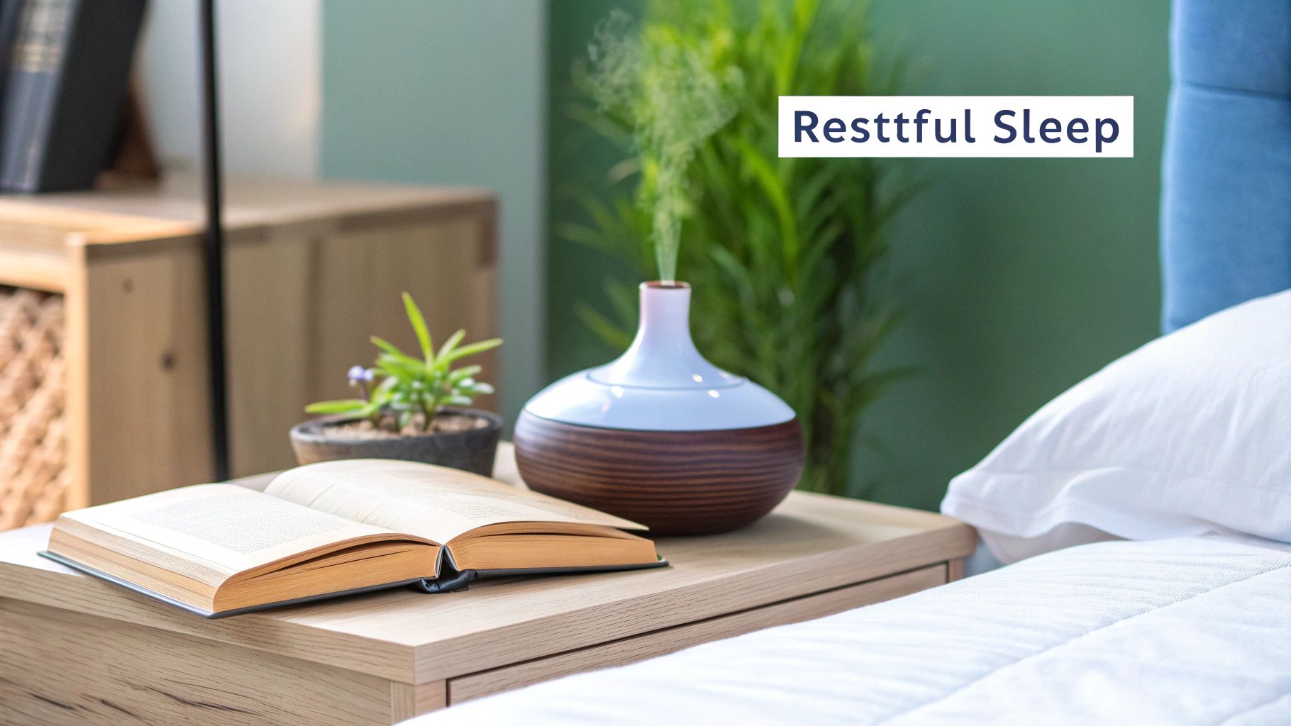 A person meditating peacefully in a calm, natural setting.