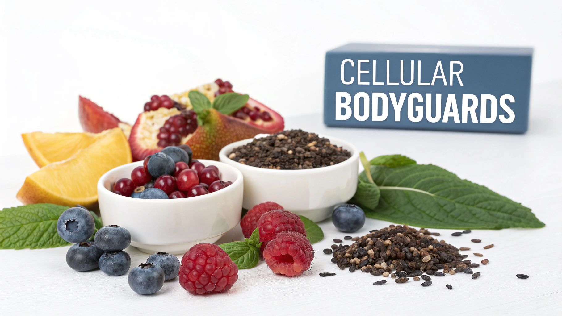 Vibrant assortment of fruits and vegetables rich in polyphenols
