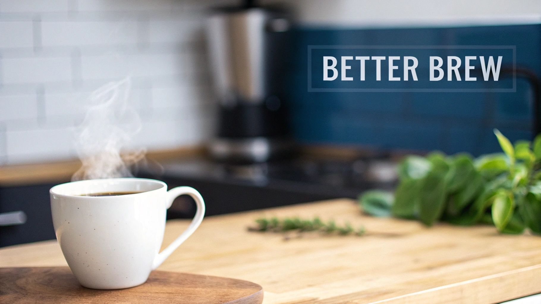 A person pouring mushroom coffee into a mug, with coffee beans and mushrooms surrounding it.