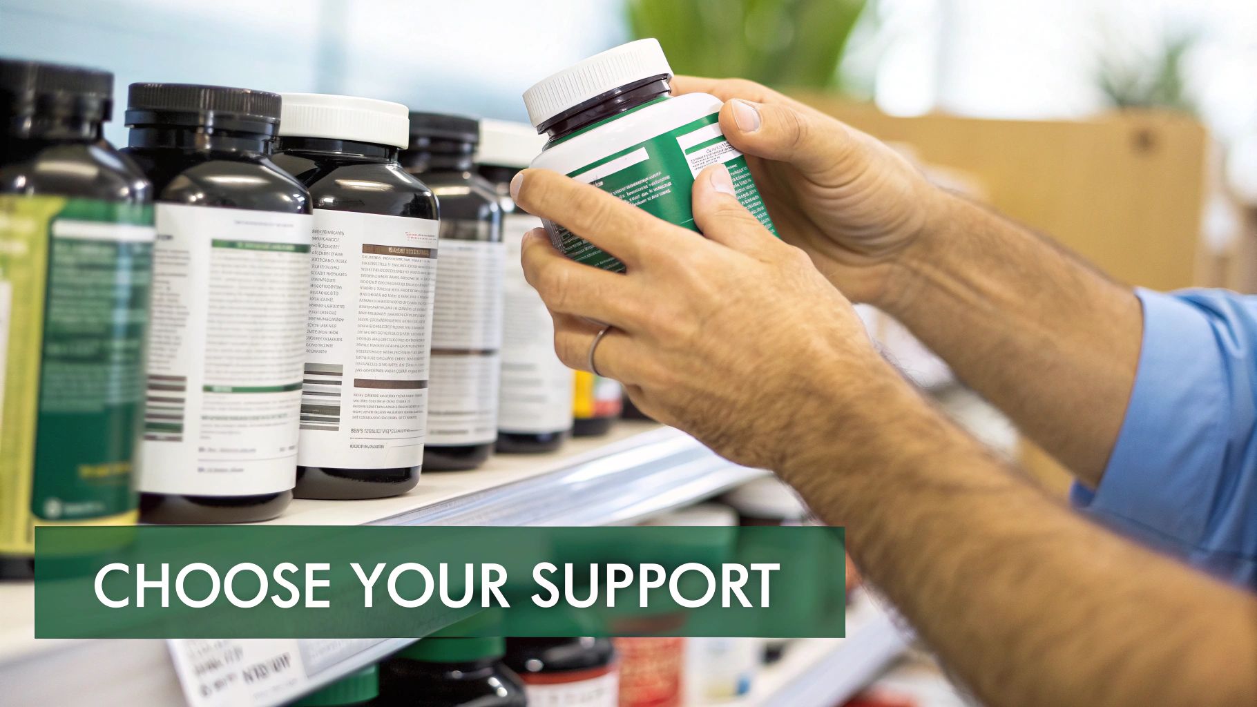 Selecting Mood Support Supplements on a Shelf