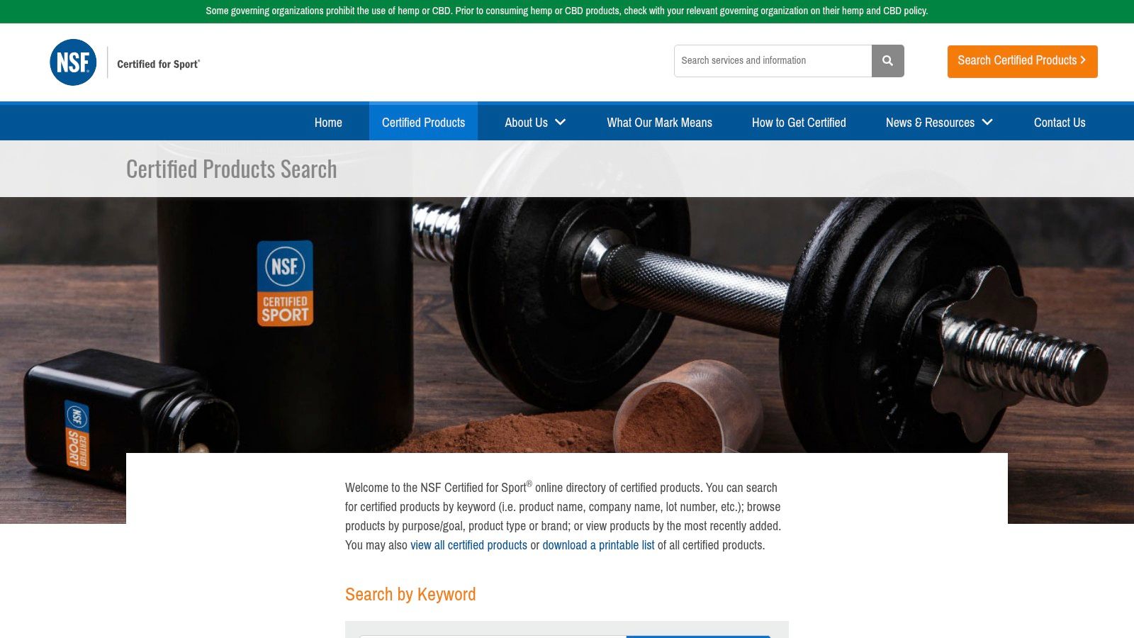 NSF Certified for Sport – Official Directory