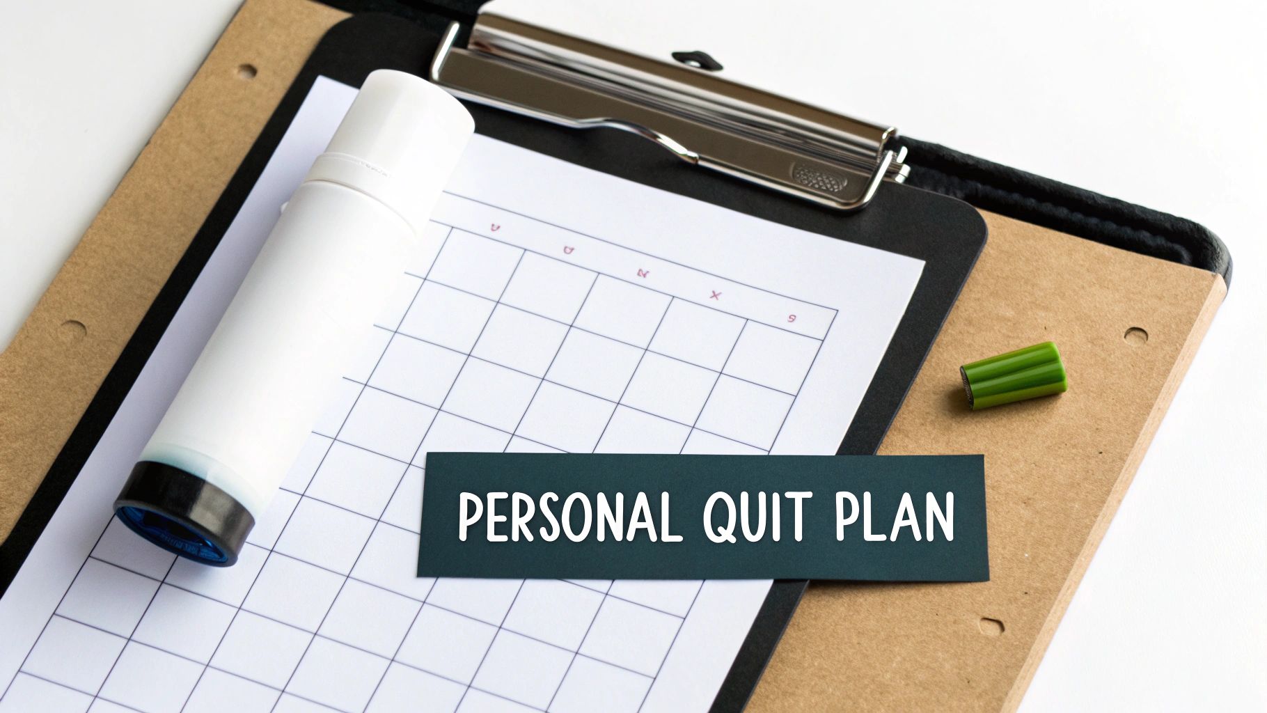A person writing in a journal, creating a quit smoking plan.