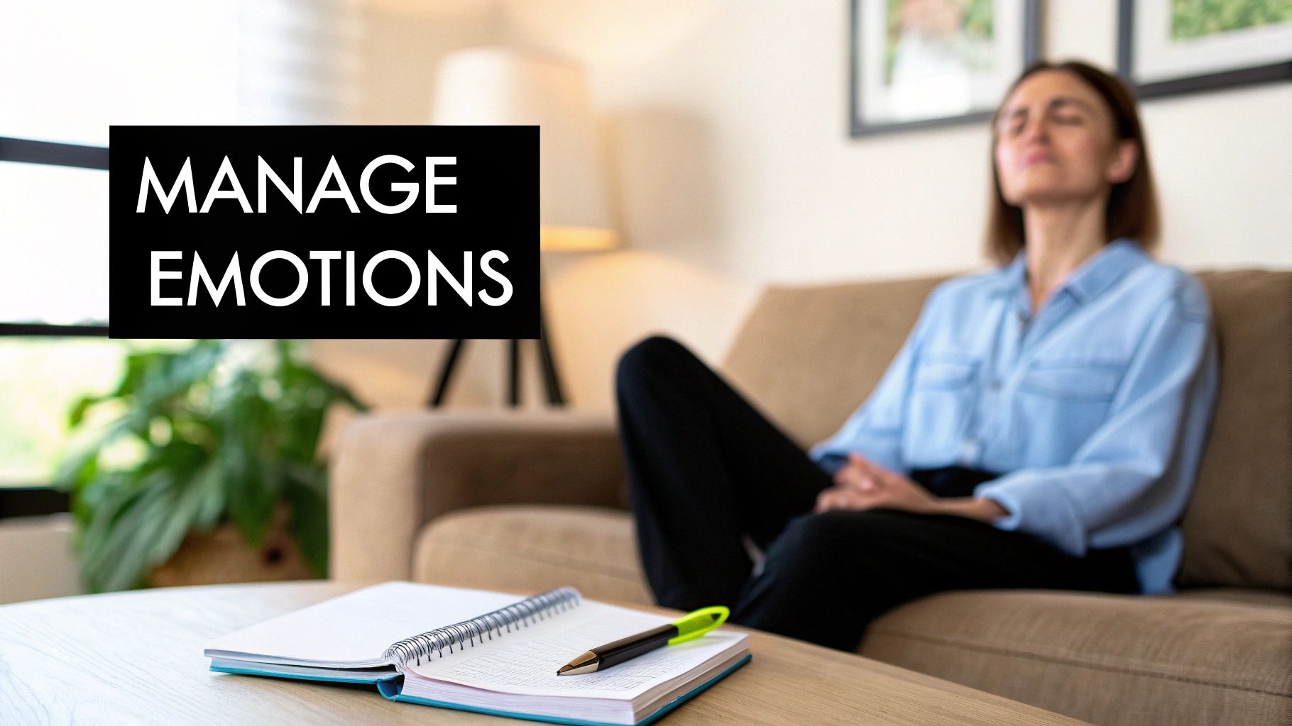 A person sitting calmly, practising mindfulness to manage emotions without smoking.