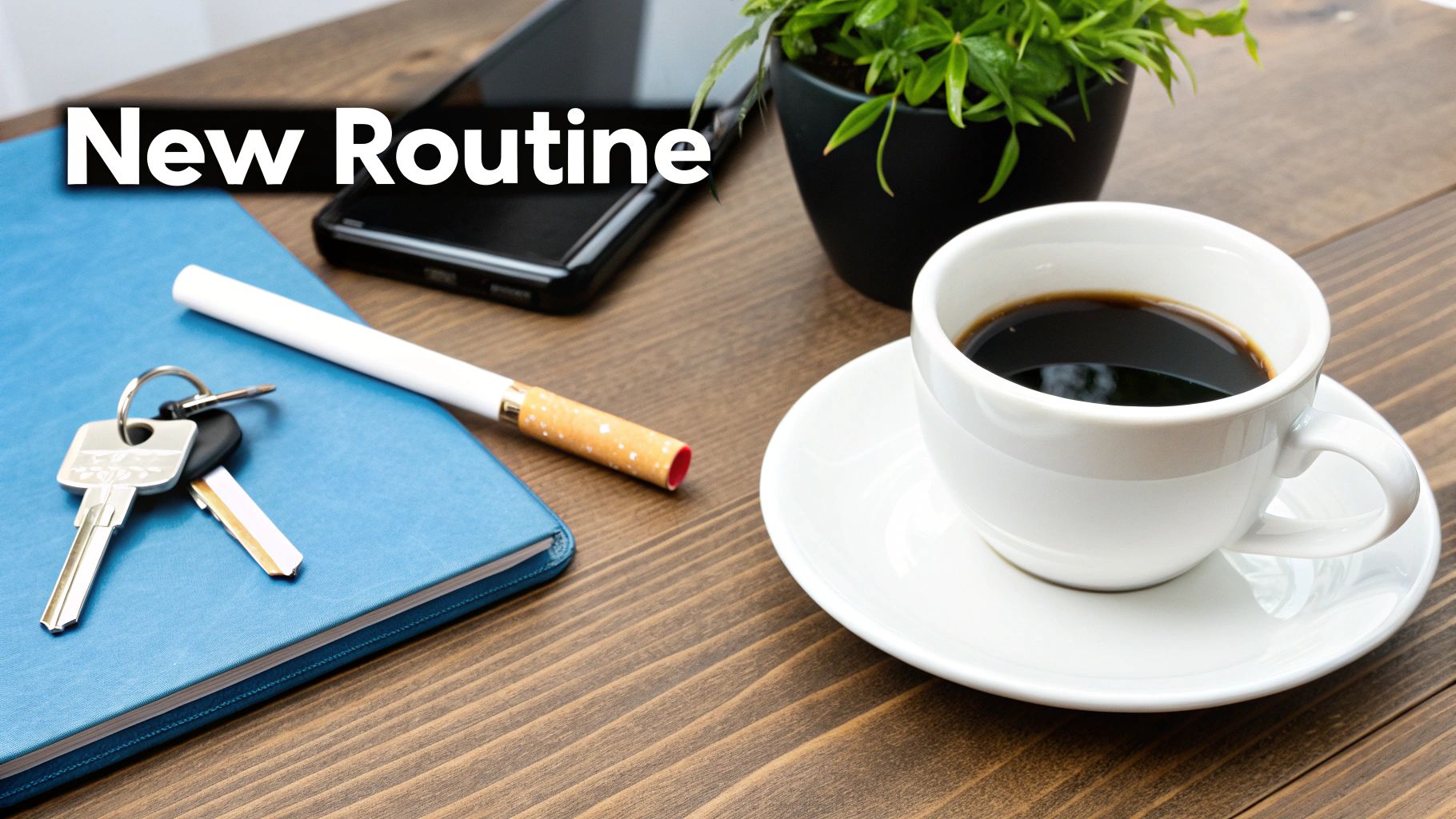 Person holding a cup of coffee, a common smoking trigger