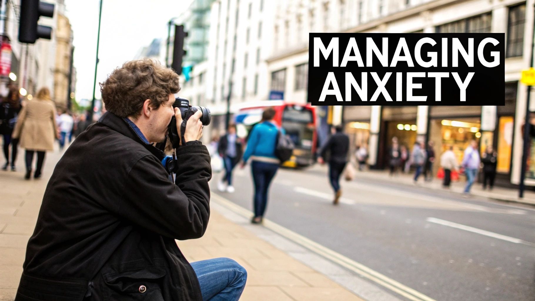 A woman sitting calmly on her sofa, holding a warm mug, with soft light coming through the window.