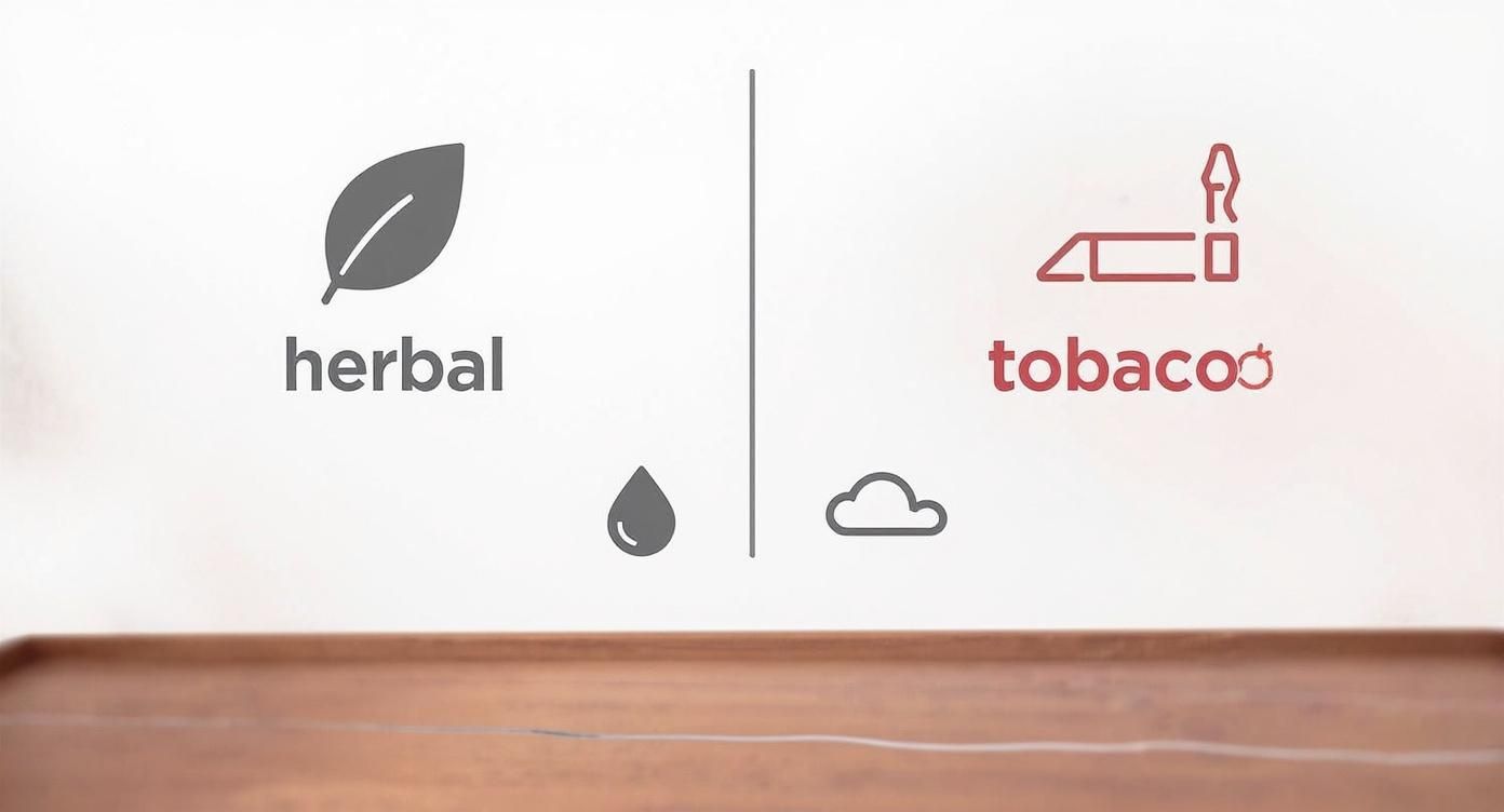 Infographic comparing the shared risks of tar and carbon monoxide in both herbal and tobacco cigarettes