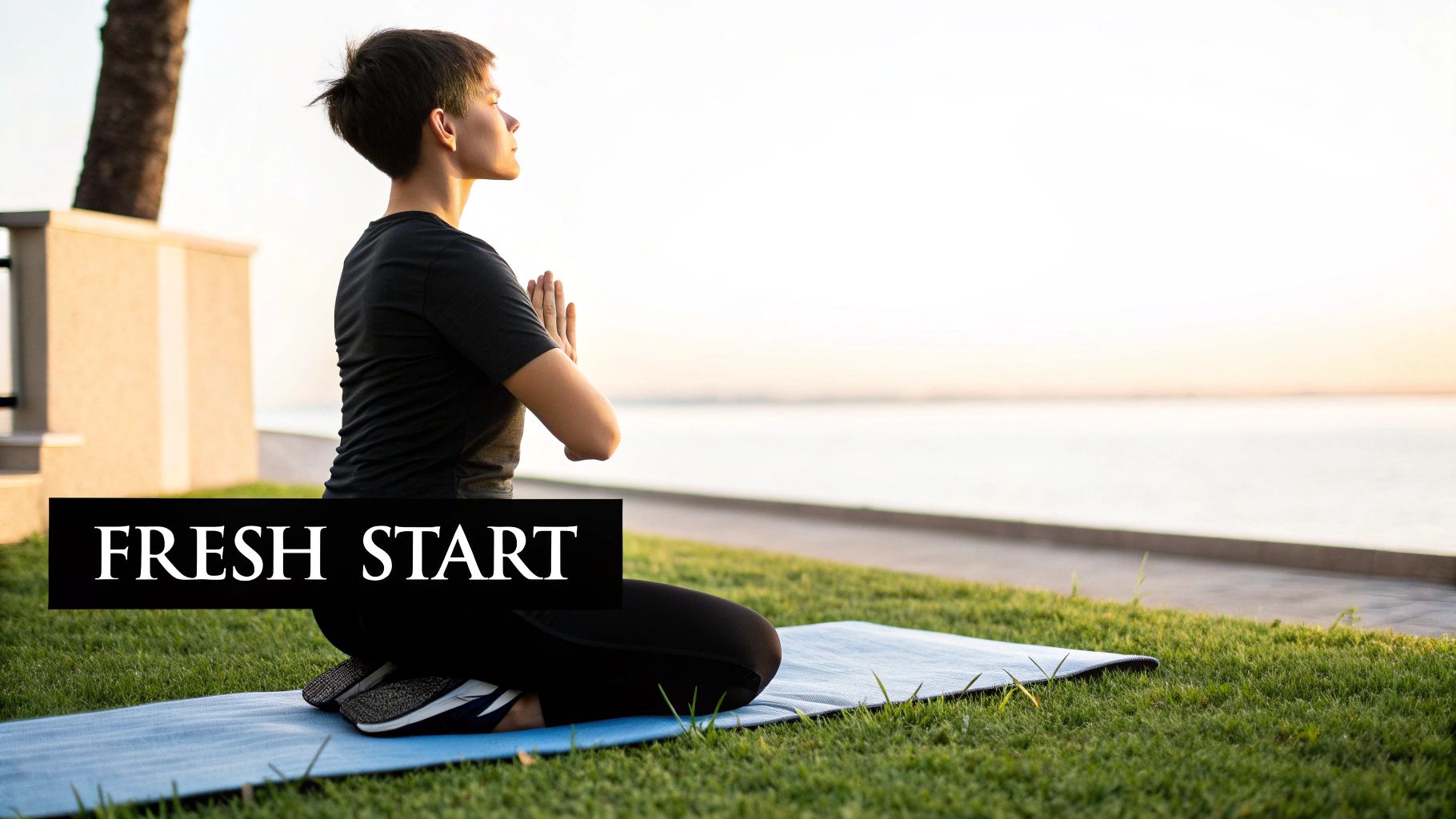 A person is meditating in a calm and serene environment, representing the mindfulness and new habits formed after quitting smoking.