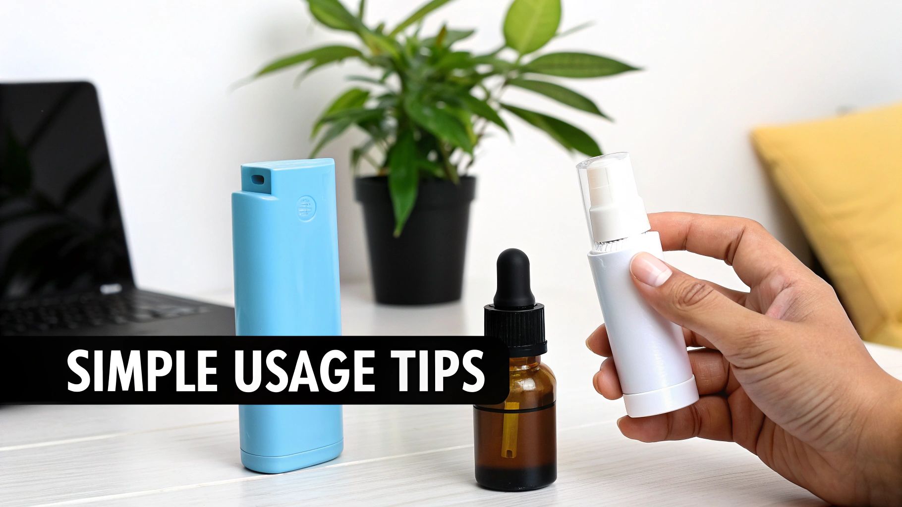 Diffuser and essential oils on a wooden desk