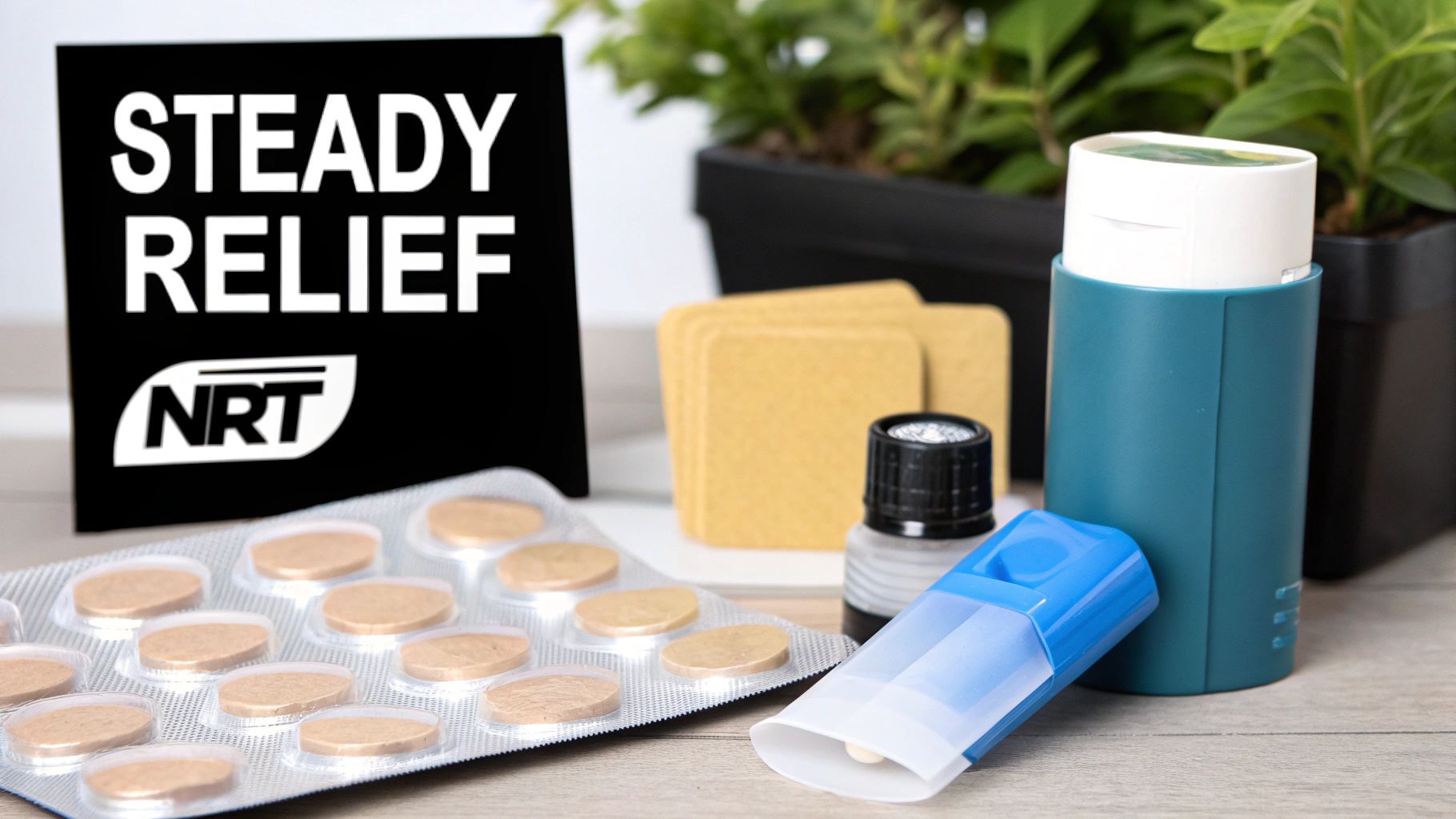 A variety of Nicotine Replacement Therapy products including patches and gum