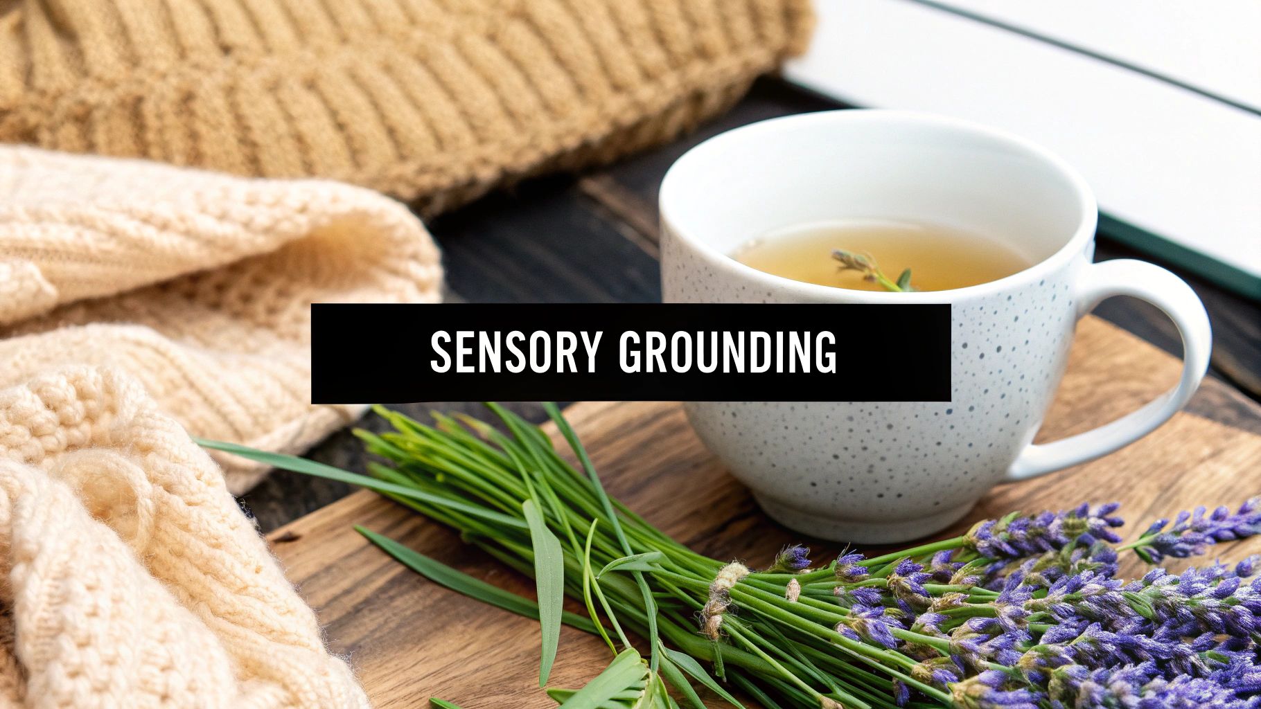 A person lighting a scented candle in a calm, dimly lit room.