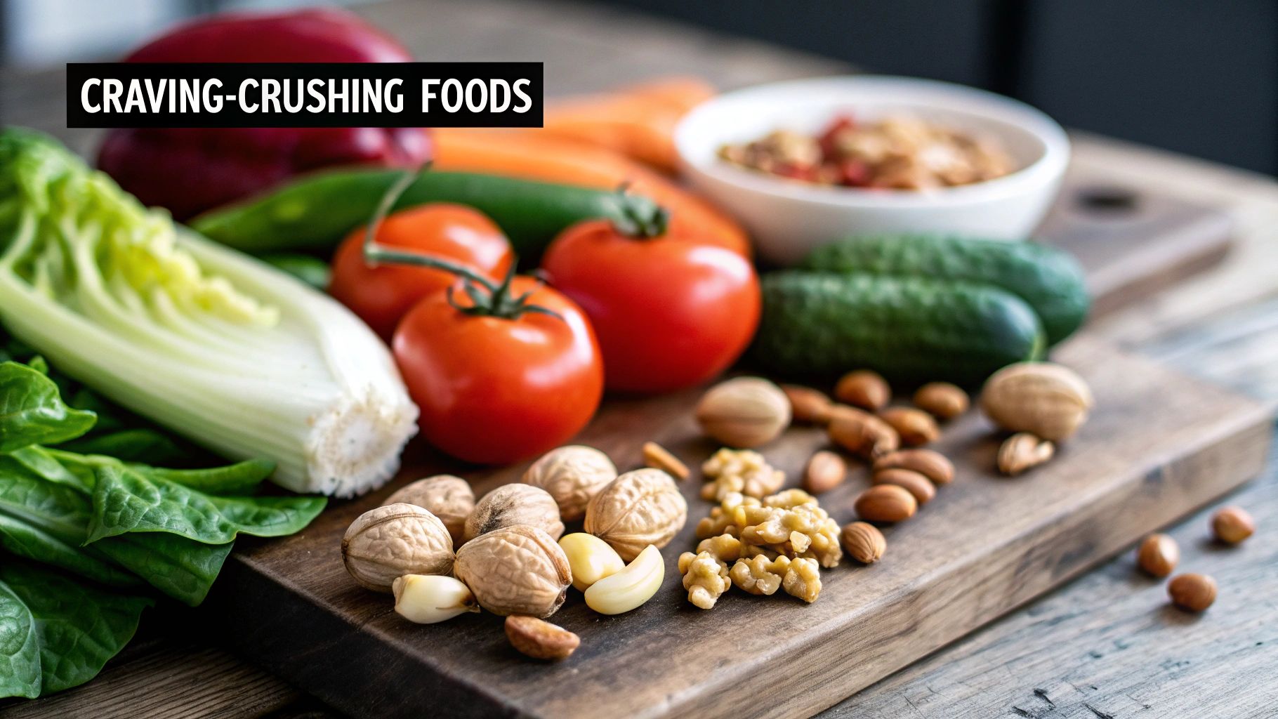 A colourful assortment of fresh fruits and vegetables on a wooden table, suggesting a healthy diet.