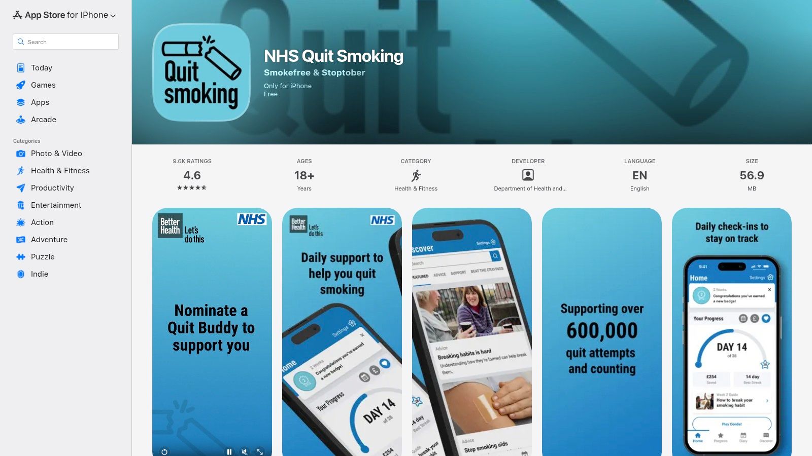 NHS Quit Smoking app (iOS)