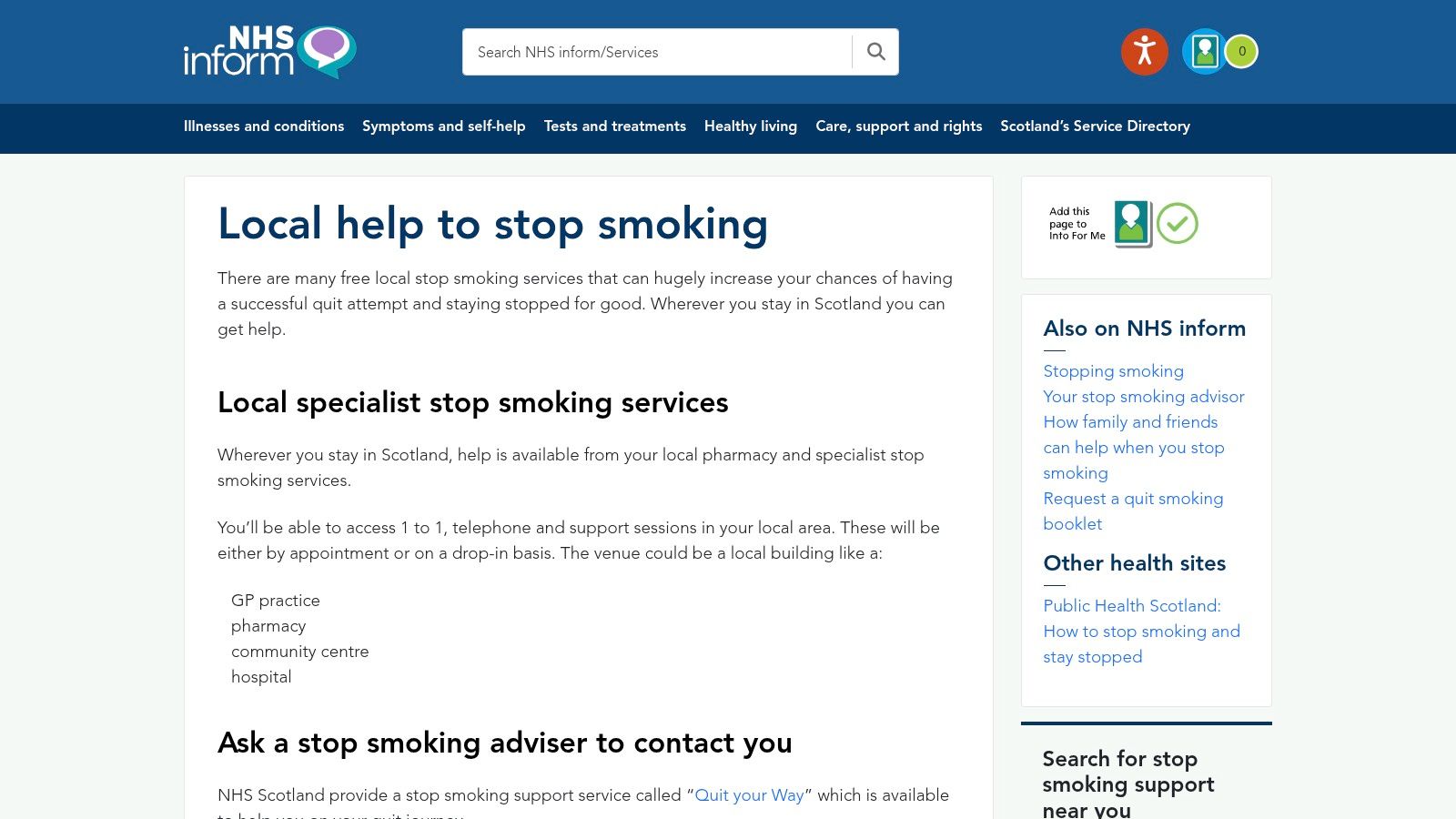 NHS Inform (Scotland) – Quit Your Way Scotland