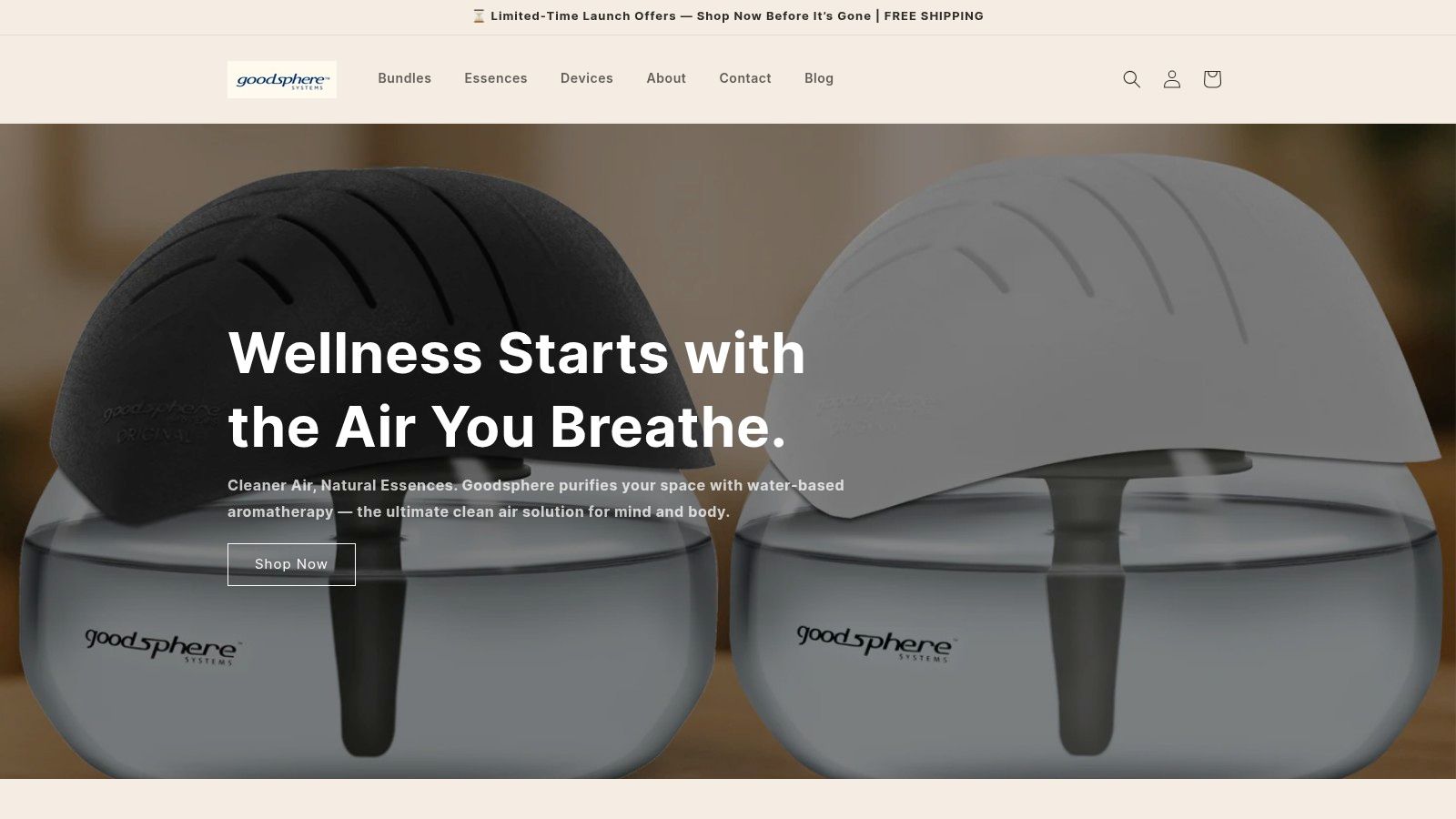 Enviro Health Tech L.L.C. Goodsphere Revitalizer showing its sleek design and function.