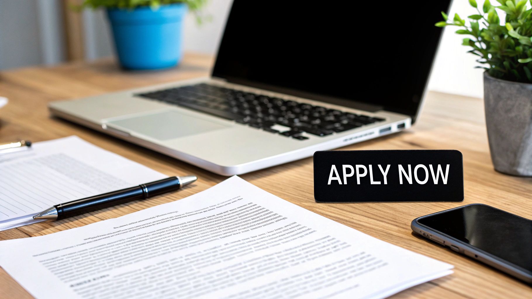 A person organizing documents on a desk