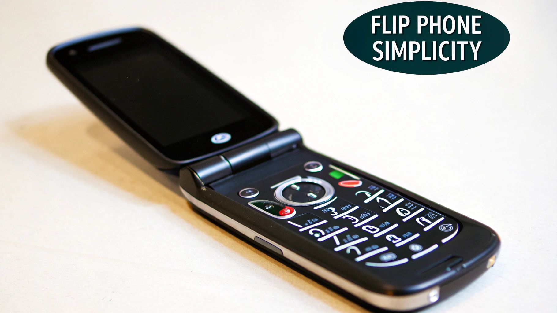 Jitterbug Flip2 phone showing its simple design and emergency button.