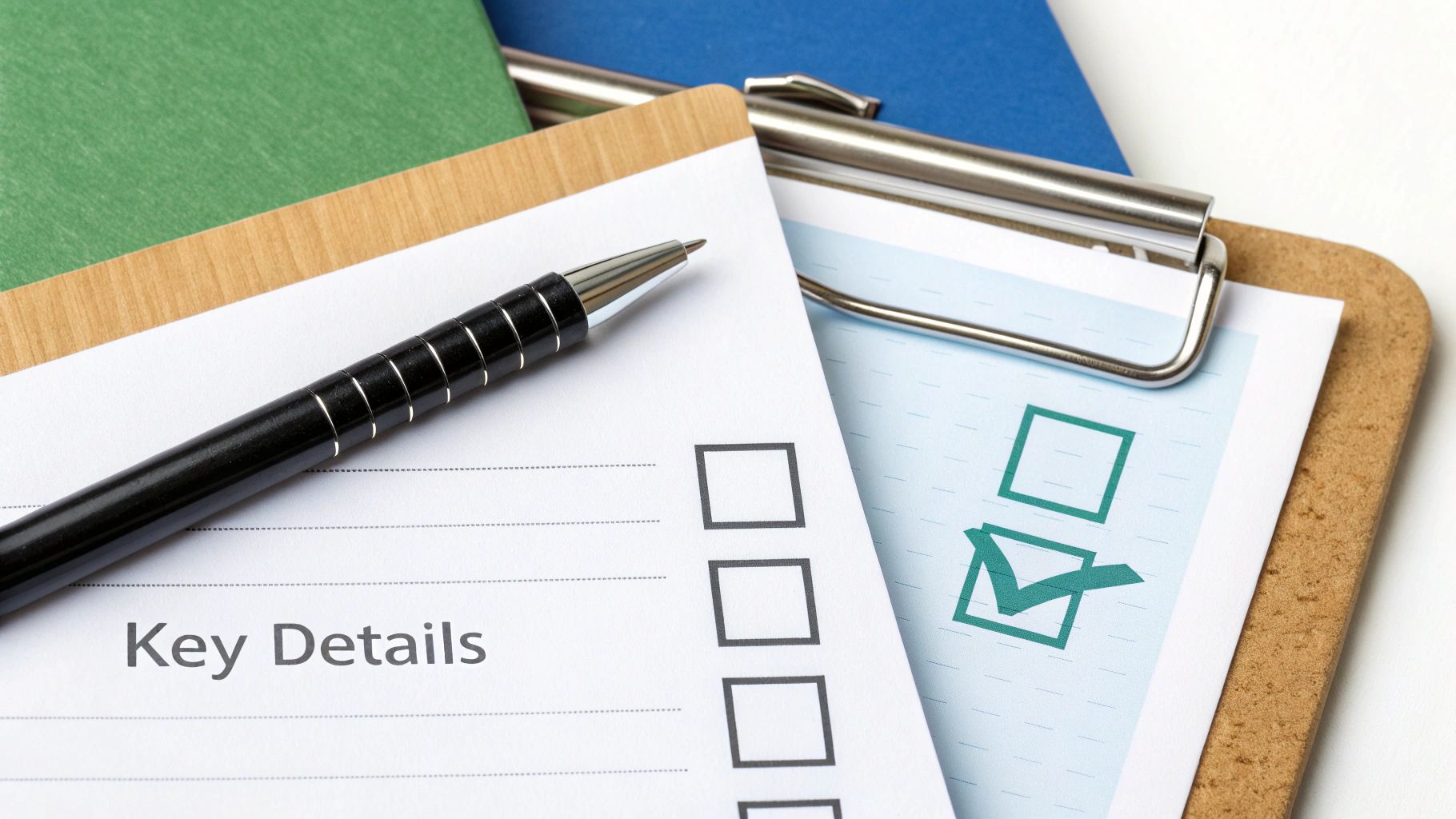 A person carefully reviewing a document with a checklist, symbolizing the important details in an apartment reference letter.