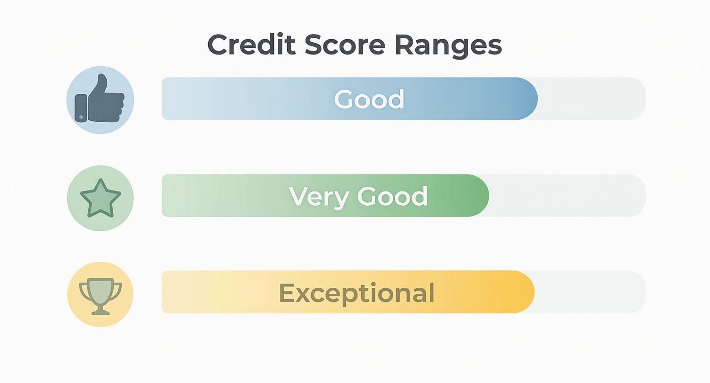 Infographic about what is a good credit score