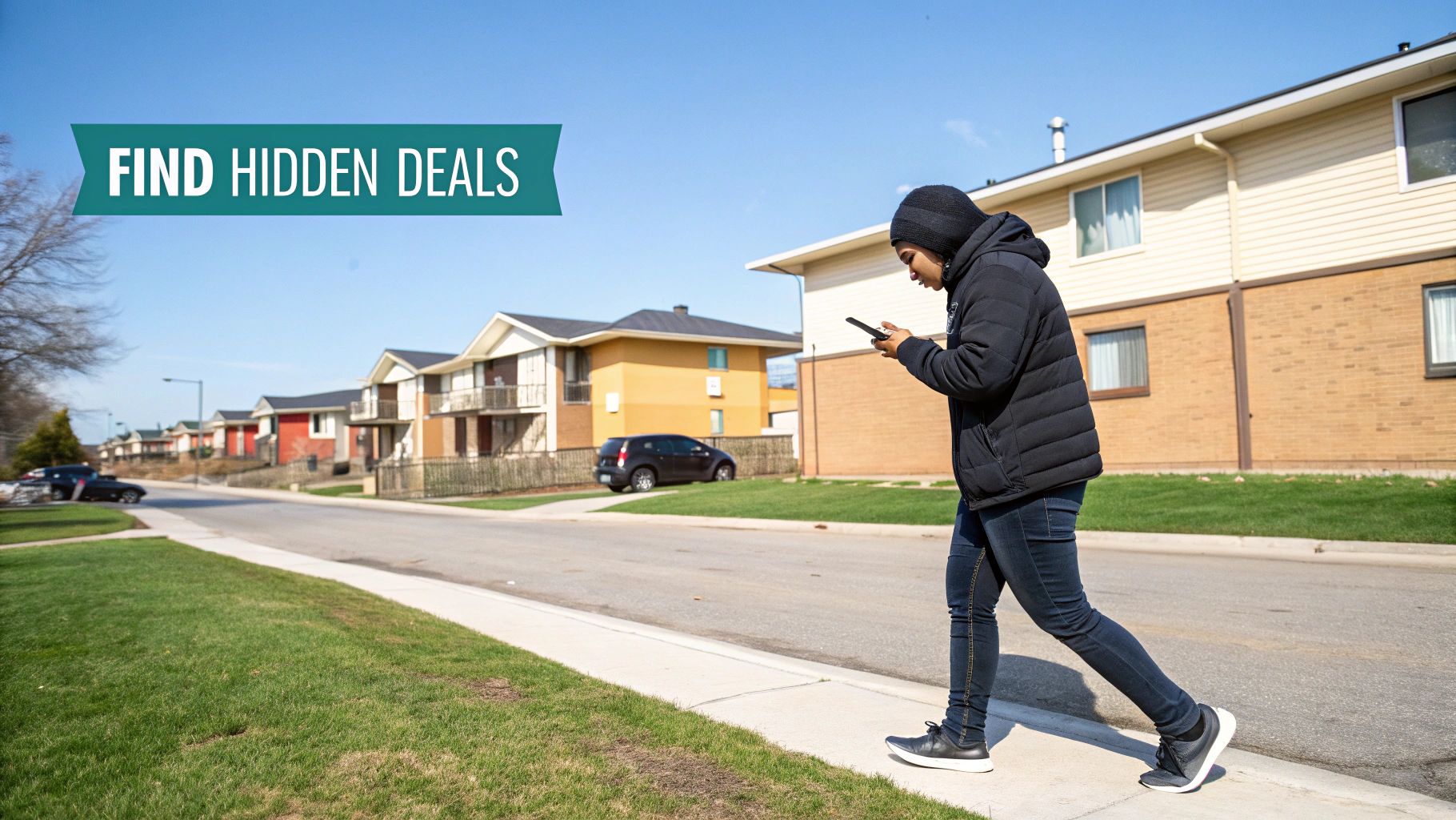 A person touring an apartment kitchen with a leasing agent.