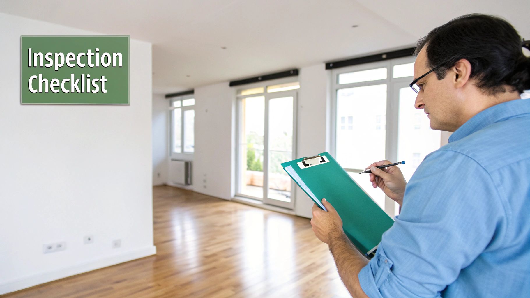A bright and clean apartment living room with large windows, showcasing an ideal living space.