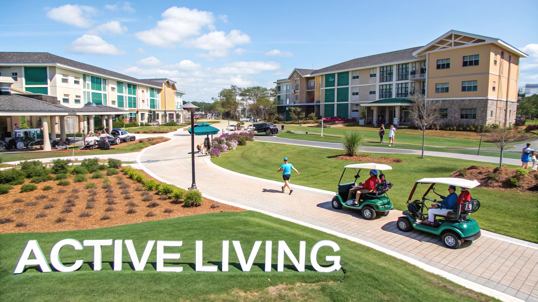 A scenic view of the water and condominiums at Century Village East