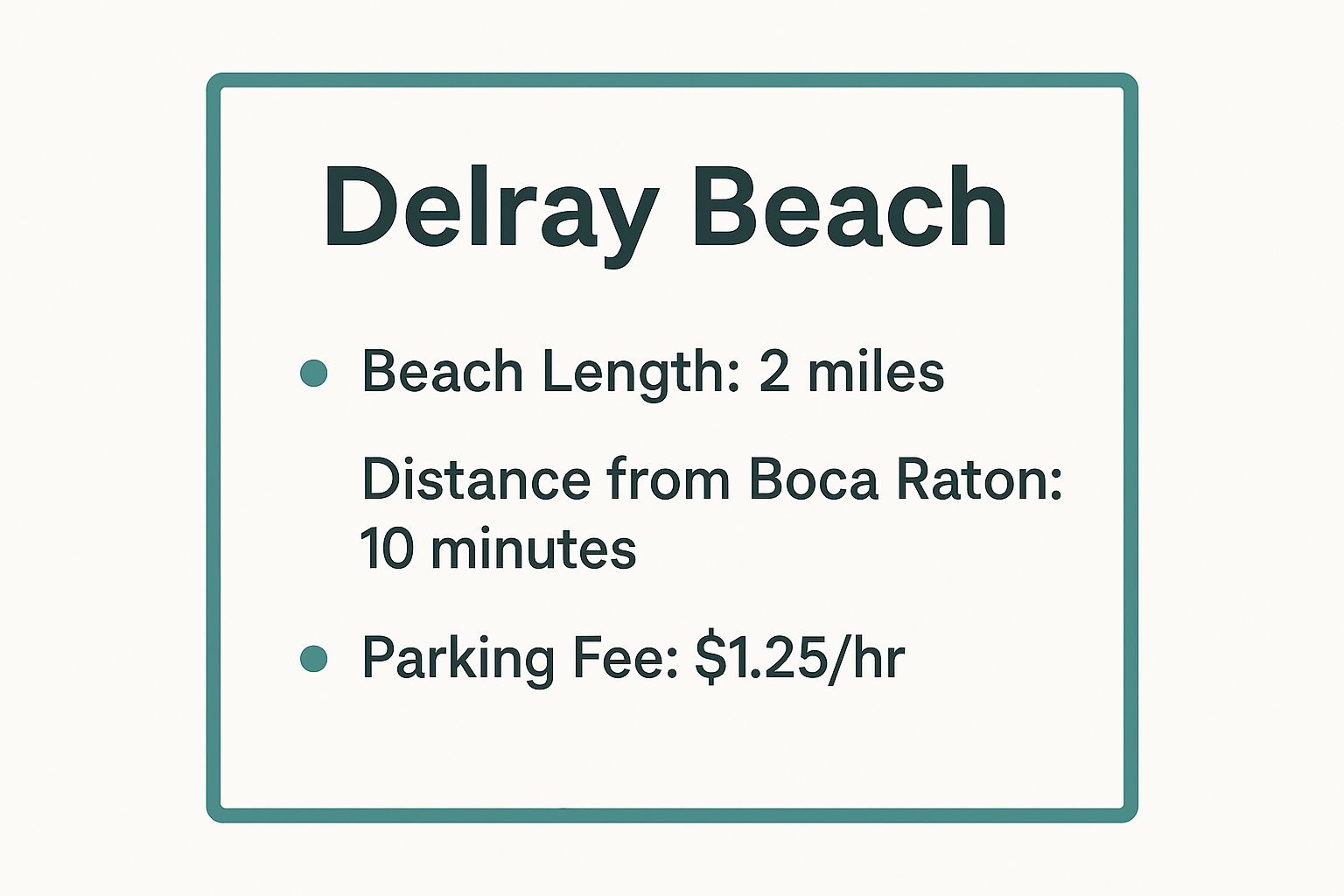 Infographic showing key data about Delray Beach - Atlantic Avenue Beach