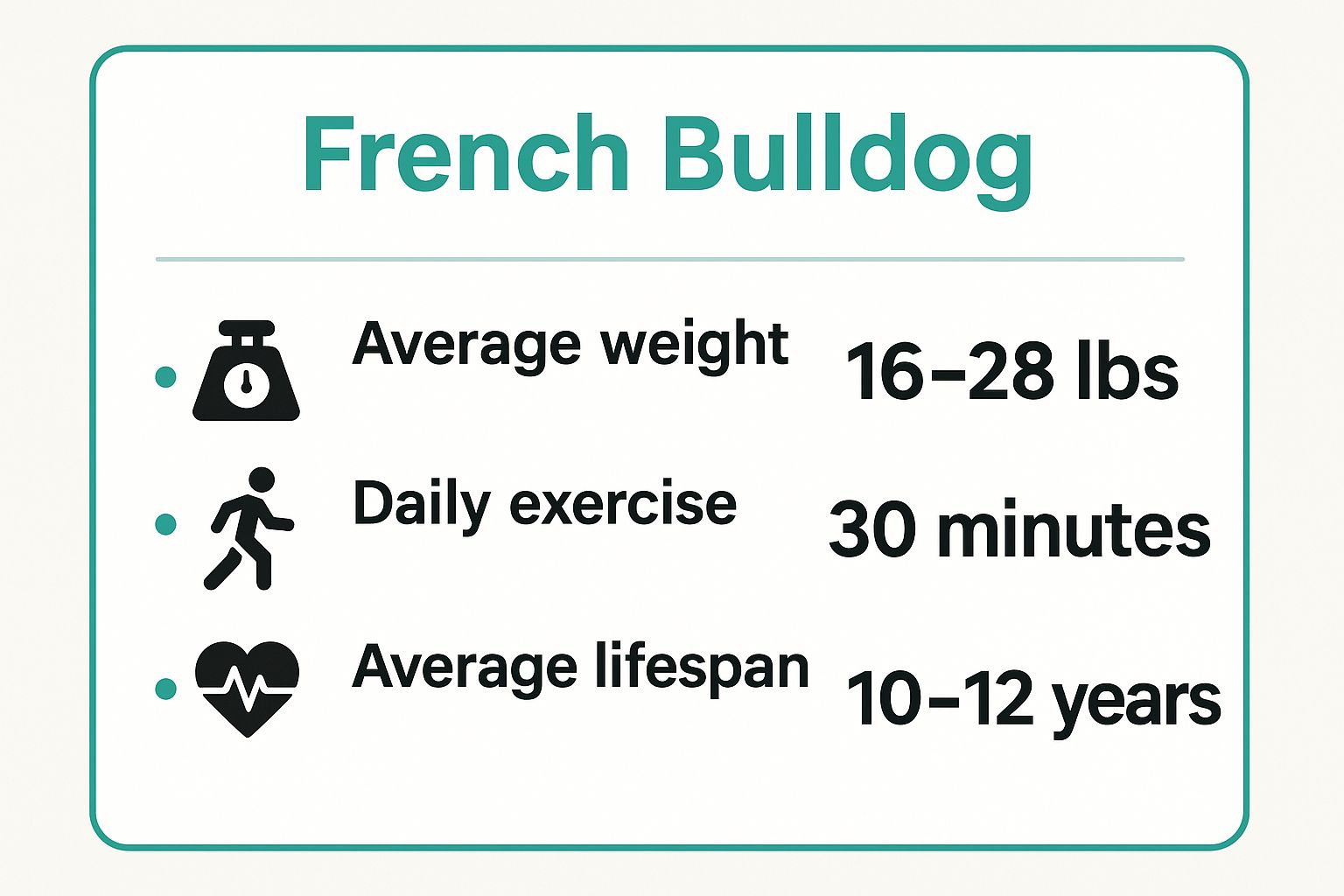 Infographic showing key data about French Bulldog