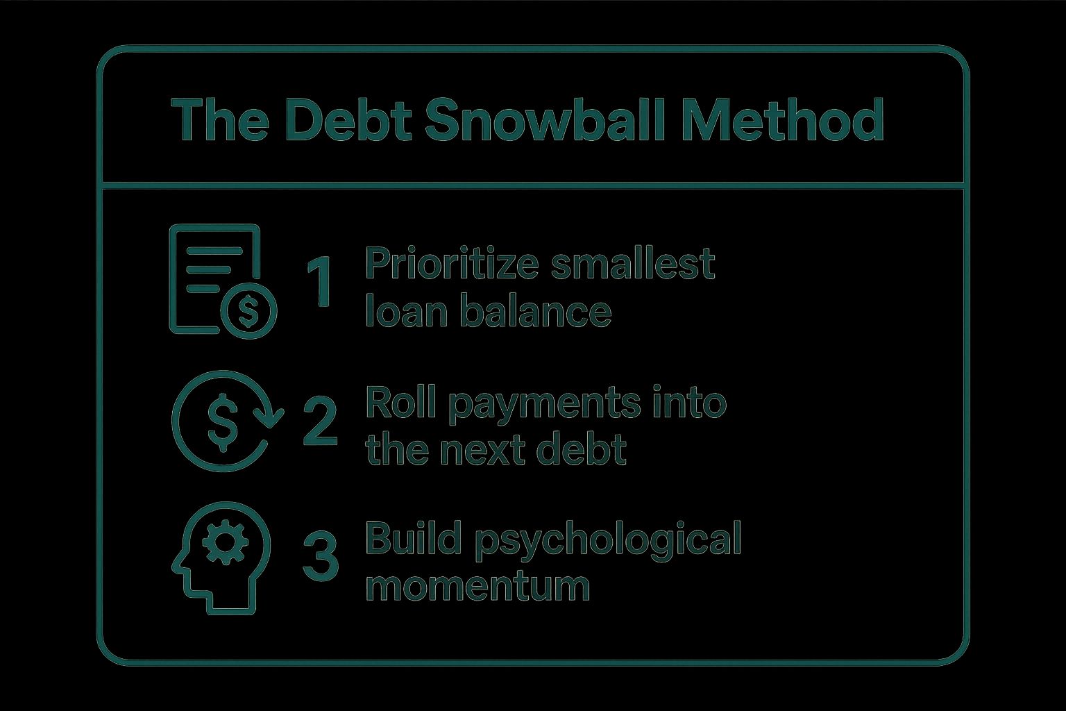 Infographic showing key data about Debt Snowball Method