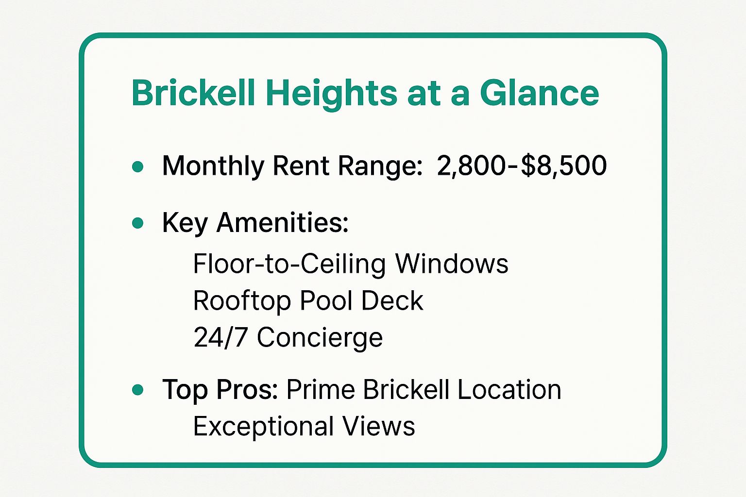 Infographic showing key data about Brickell Heights