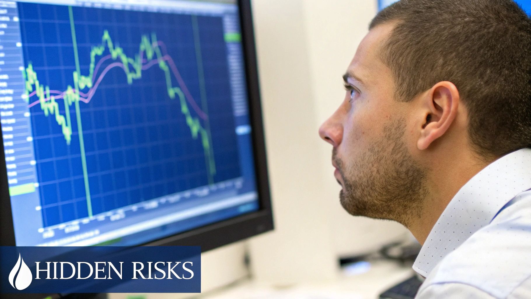 A trader analyzing pre-market stock charts on a multi-monitor setup