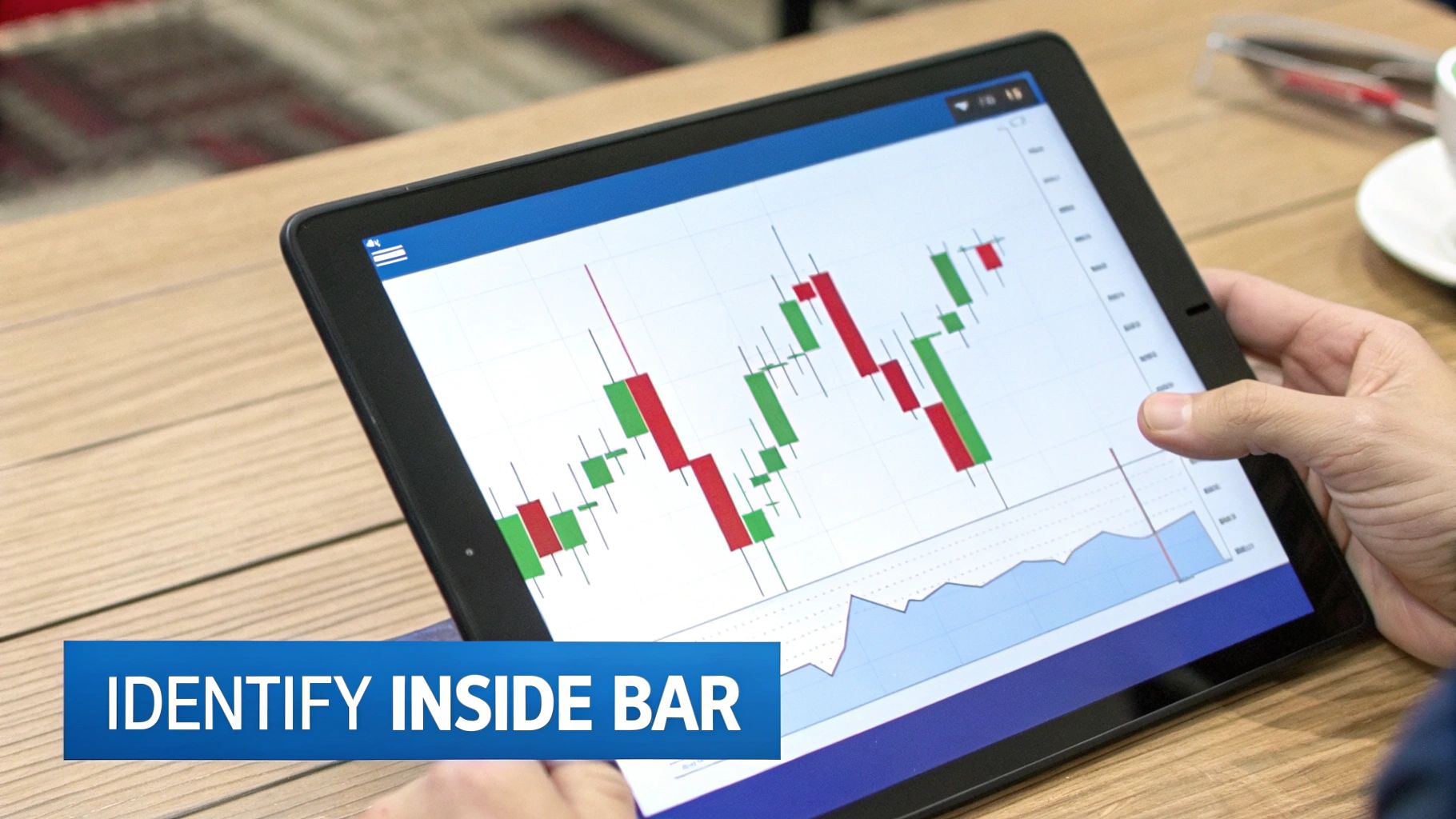 A TradingView chart showing a clear inside bar pattern, with the smaller inside bar fully contained within the high and low of the previous, larger mother bar.