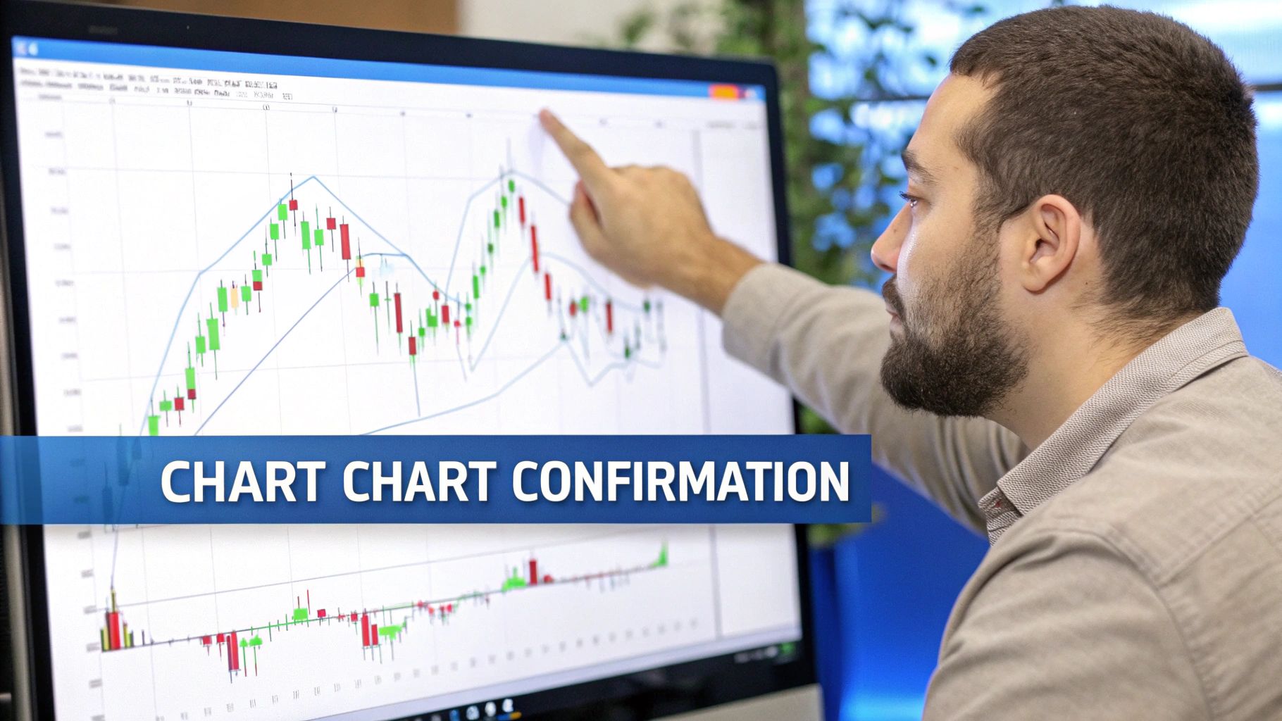 A trader analyzing a stock chart with technical indicators