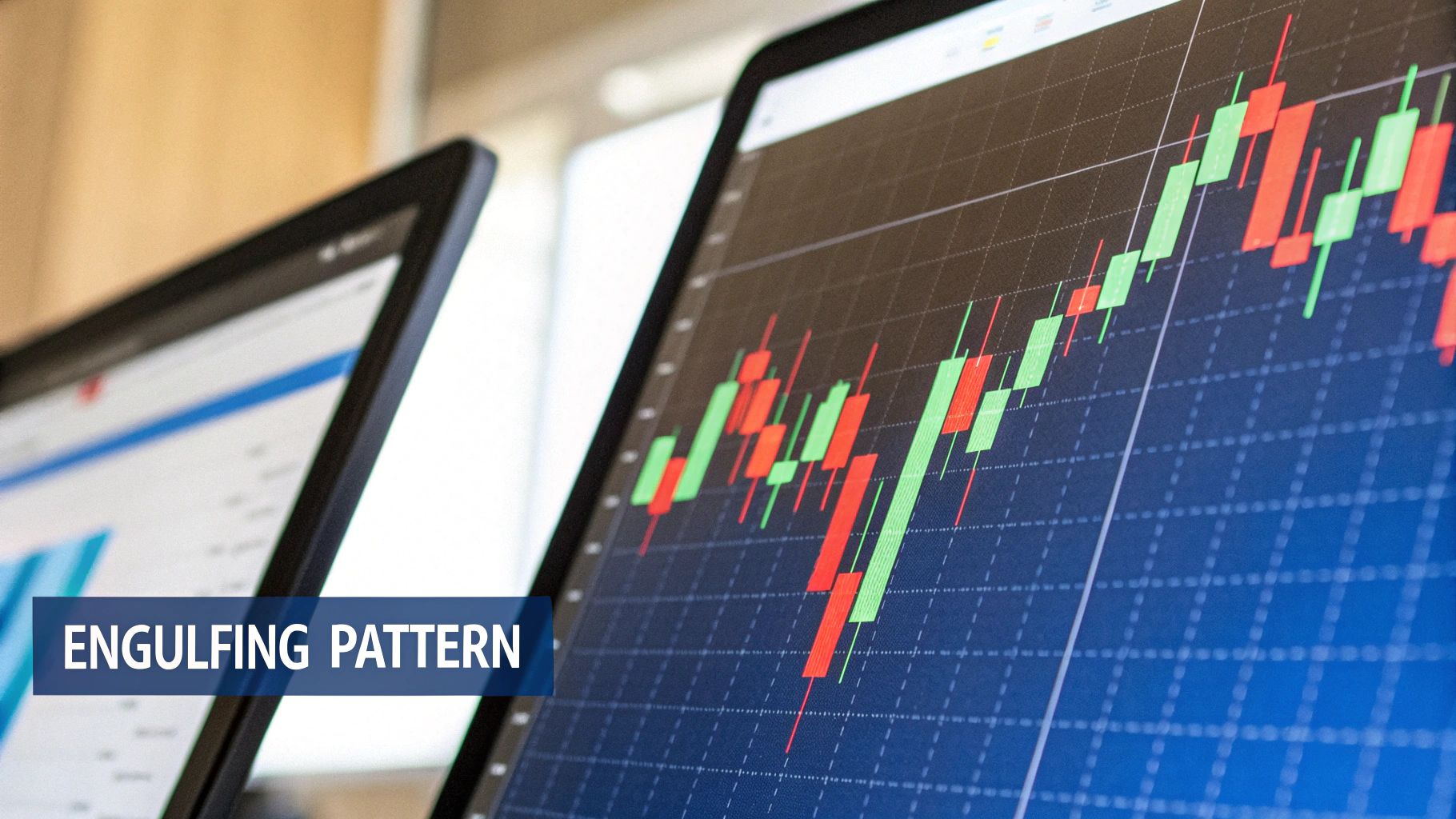 Two large candlestick patterns, one bullish and one bearish, labeled as engulfing patterns