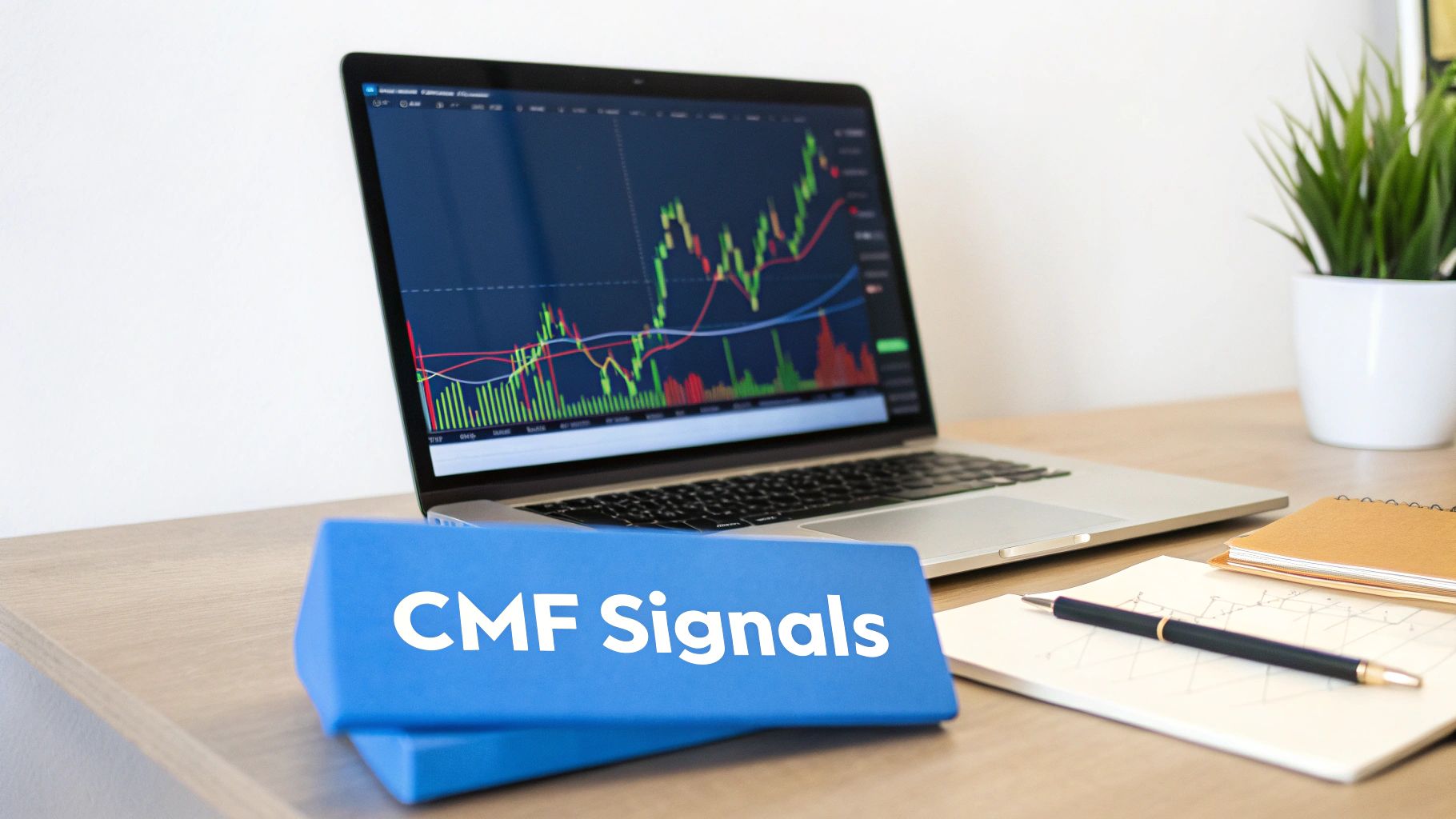 A financial chart showing the Chaikin Money Flow index below the main price chart.